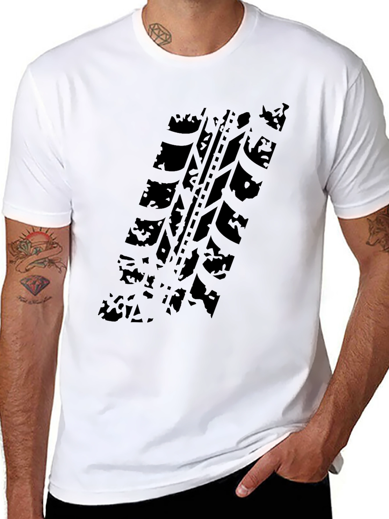 Black Tire Track Graphic T-Shirt