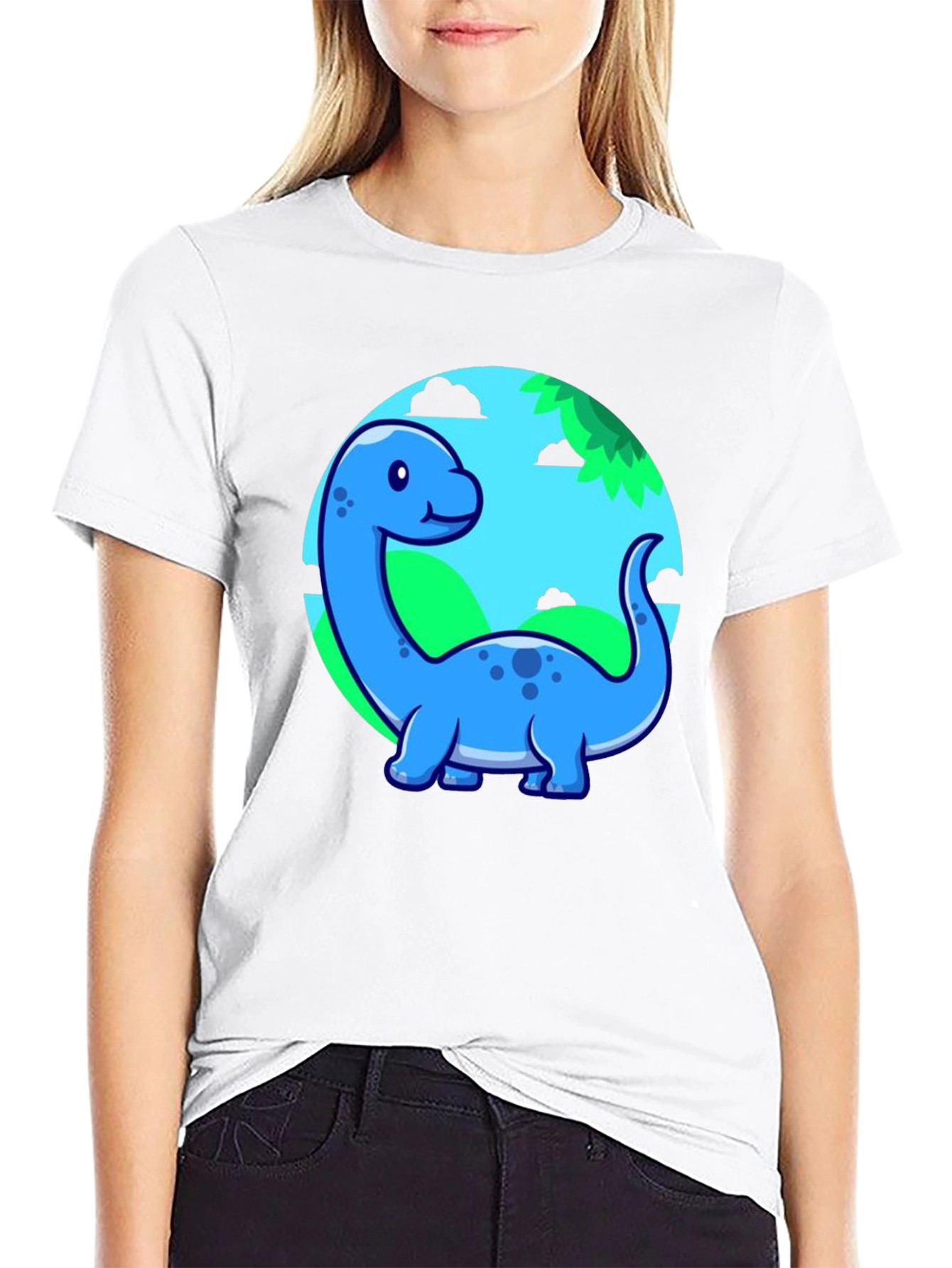 Cute Blue Cartoon Dinosaur T-Shirt