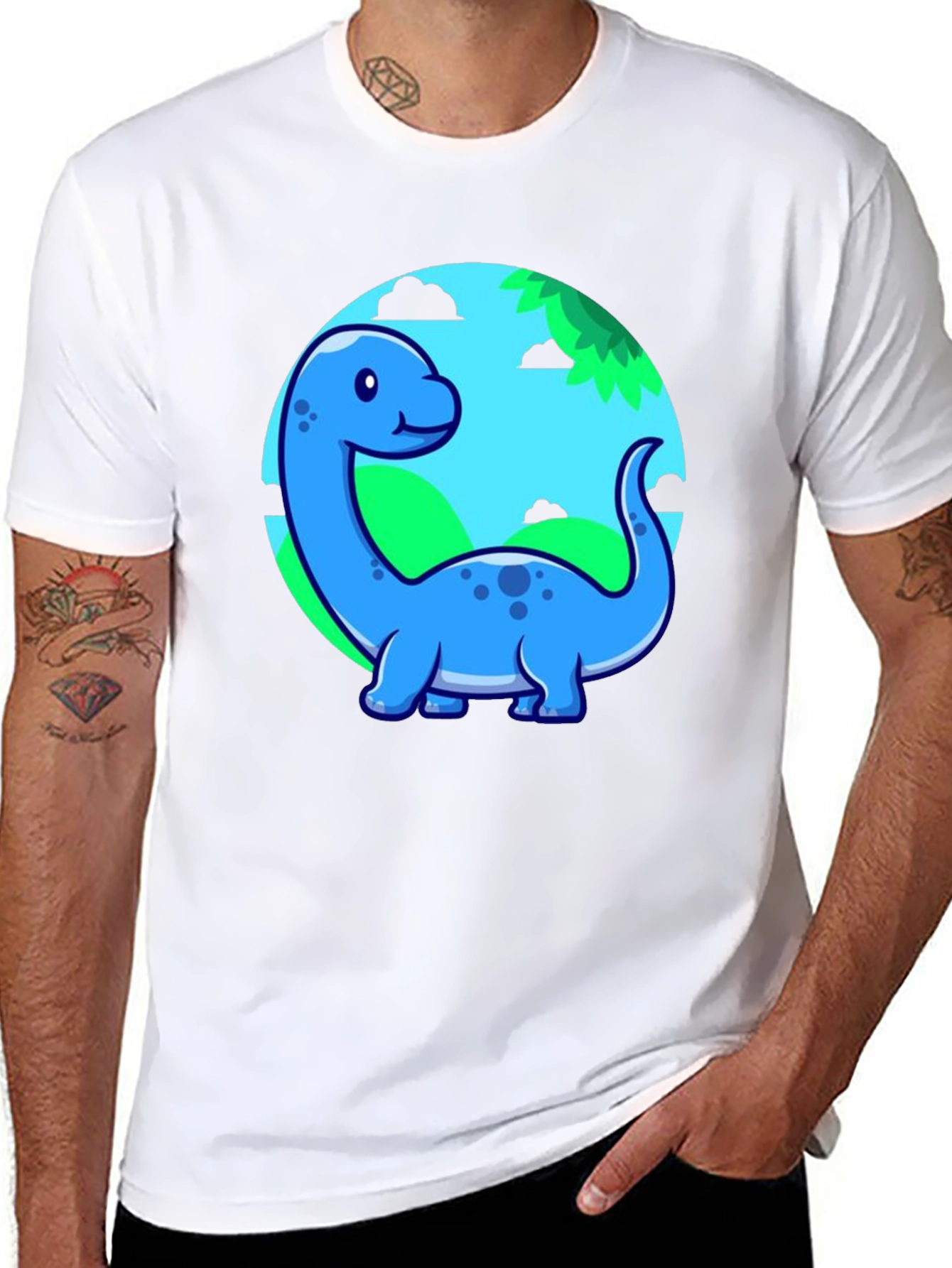 Cute Blue Cartoon Dinosaur T-Shirt