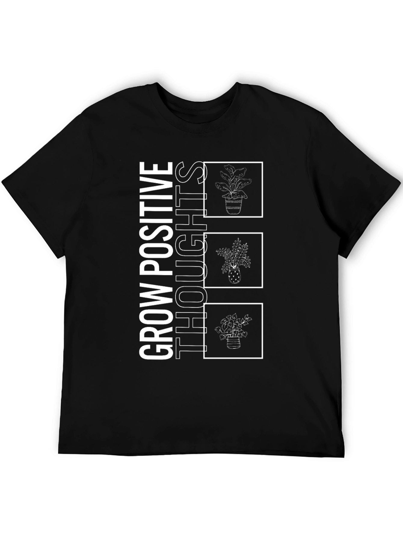 Grow Positive Thoughts Black Graphic Tee
