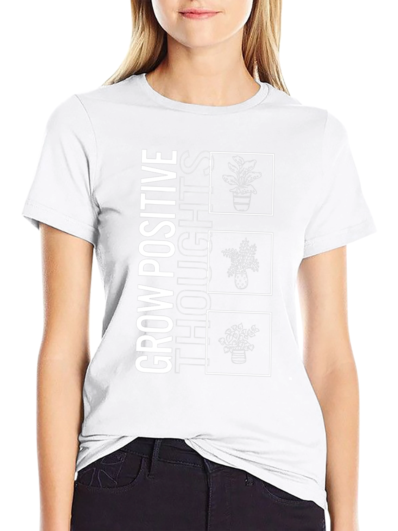 Grow Positive Thoughts Black Graphic Tee