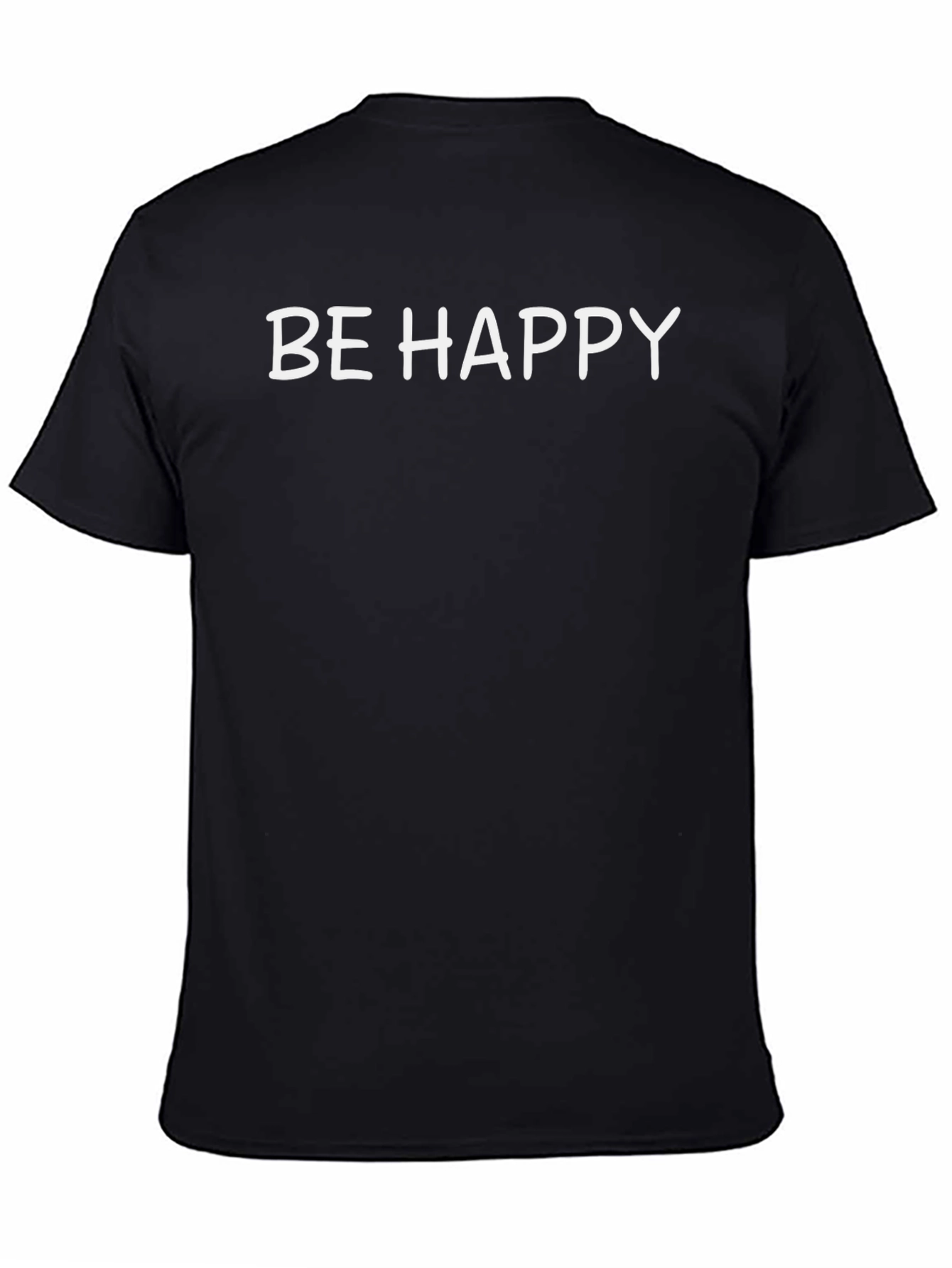 Be Happy Black Crew Neck T-Shirt - Mens Fashion