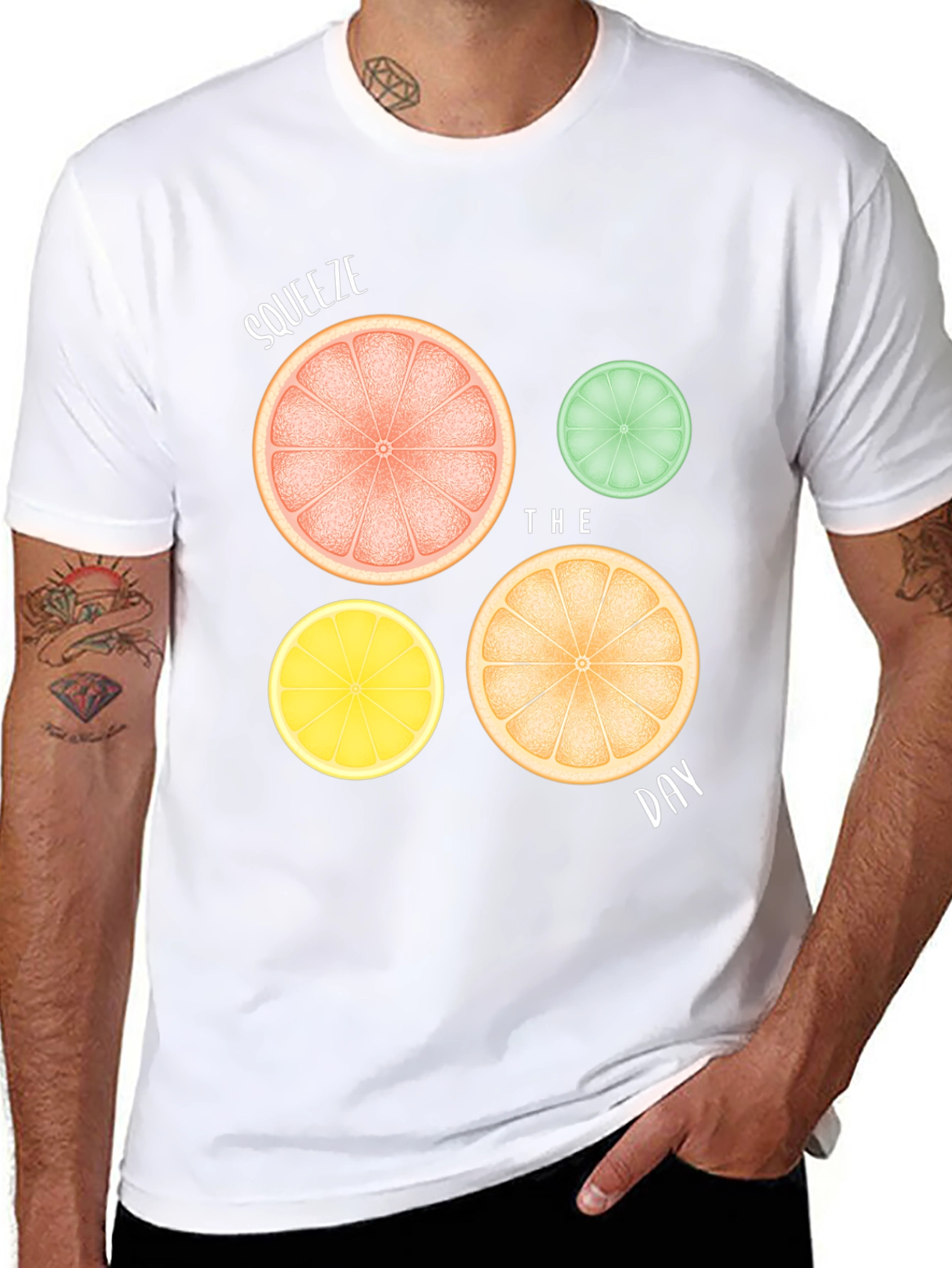 Squeeze the Day Citrus Fruit T-Shirt - Black