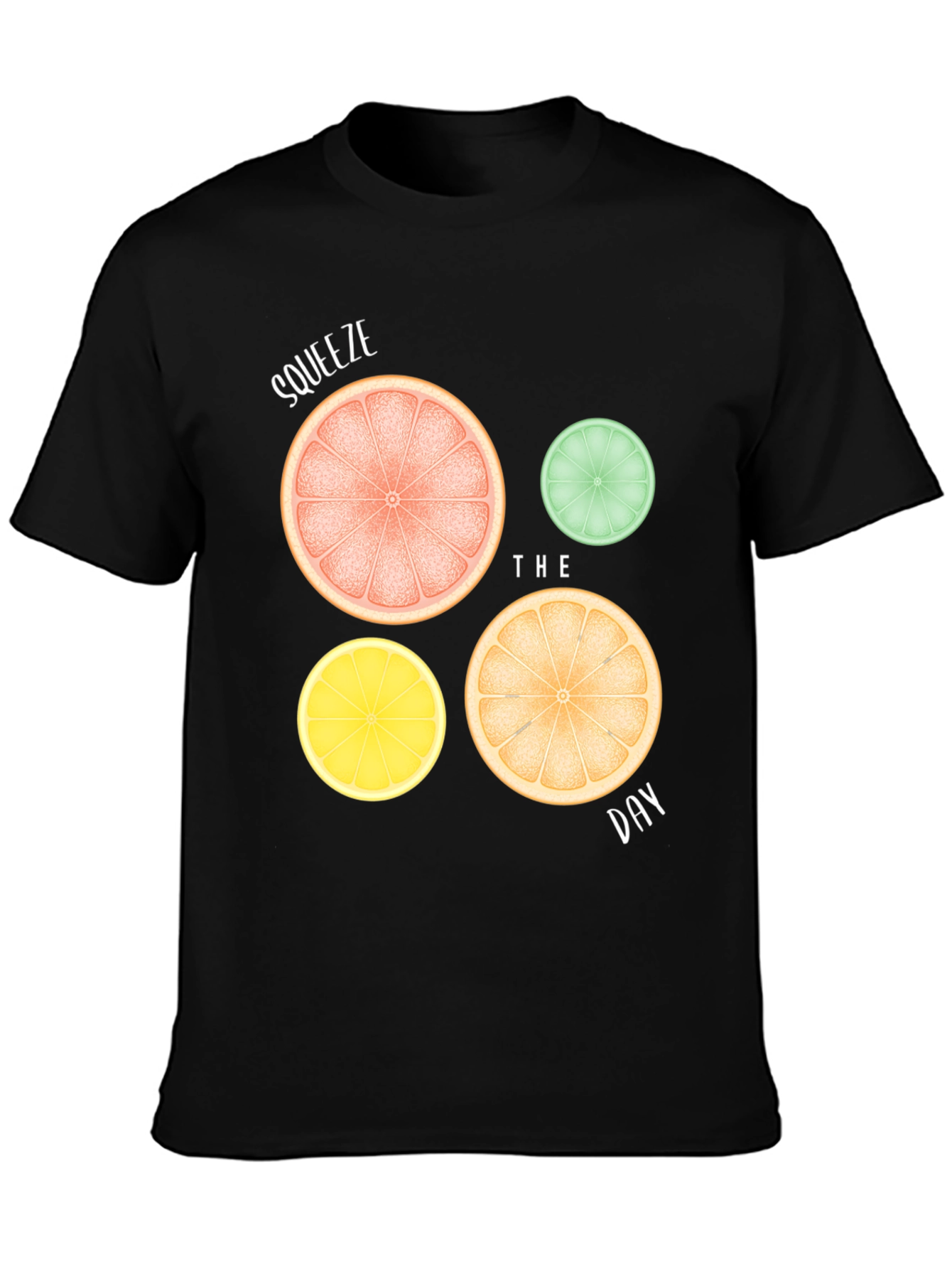 Squeeze the Day Citrus Fruit T-Shirt - Black