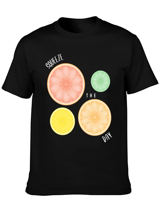 Squeeze the Day Citrus Fruit T-Shirt - Black