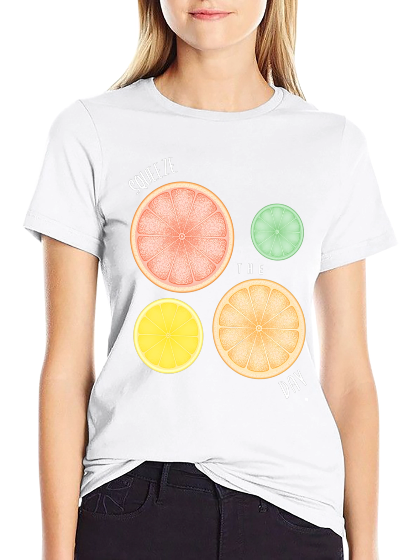 Squeeze the Day Citrus Fruit T-Shirt - Black