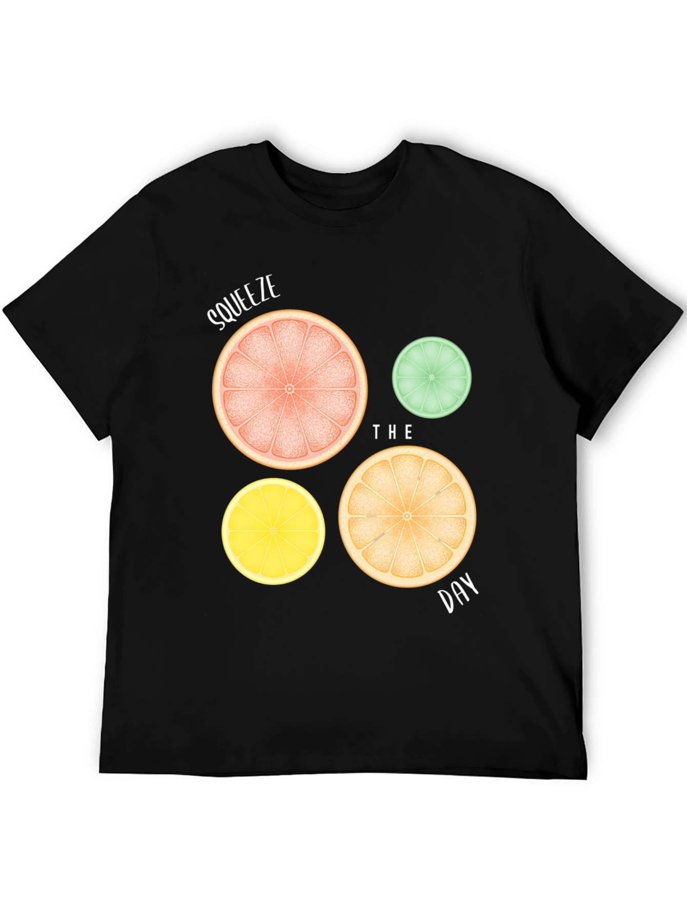Squeeze the Day Citrus Fruit T-Shirt - Black