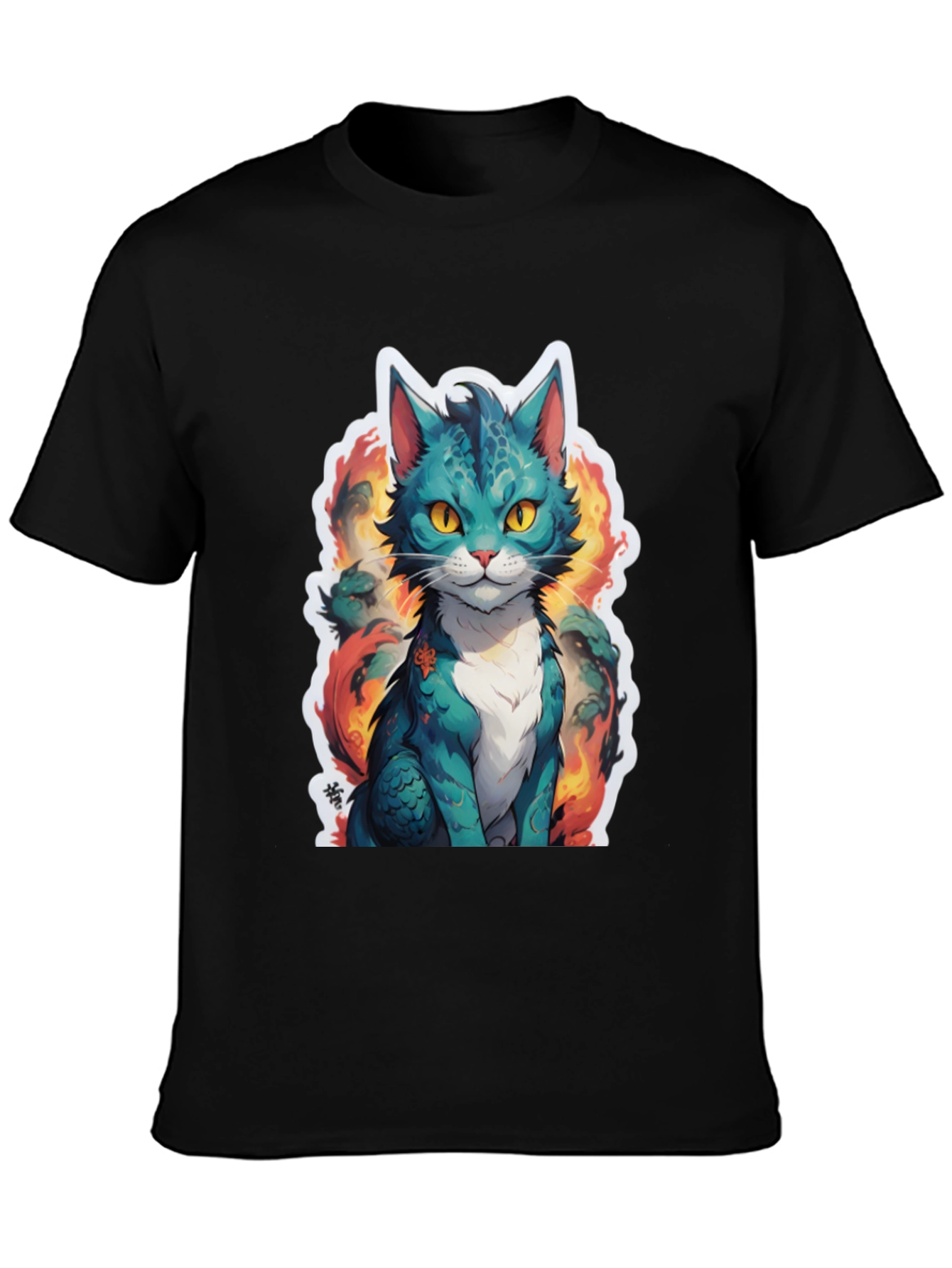 Fiery Feline Tee - Graphic Cat T-Shirt
