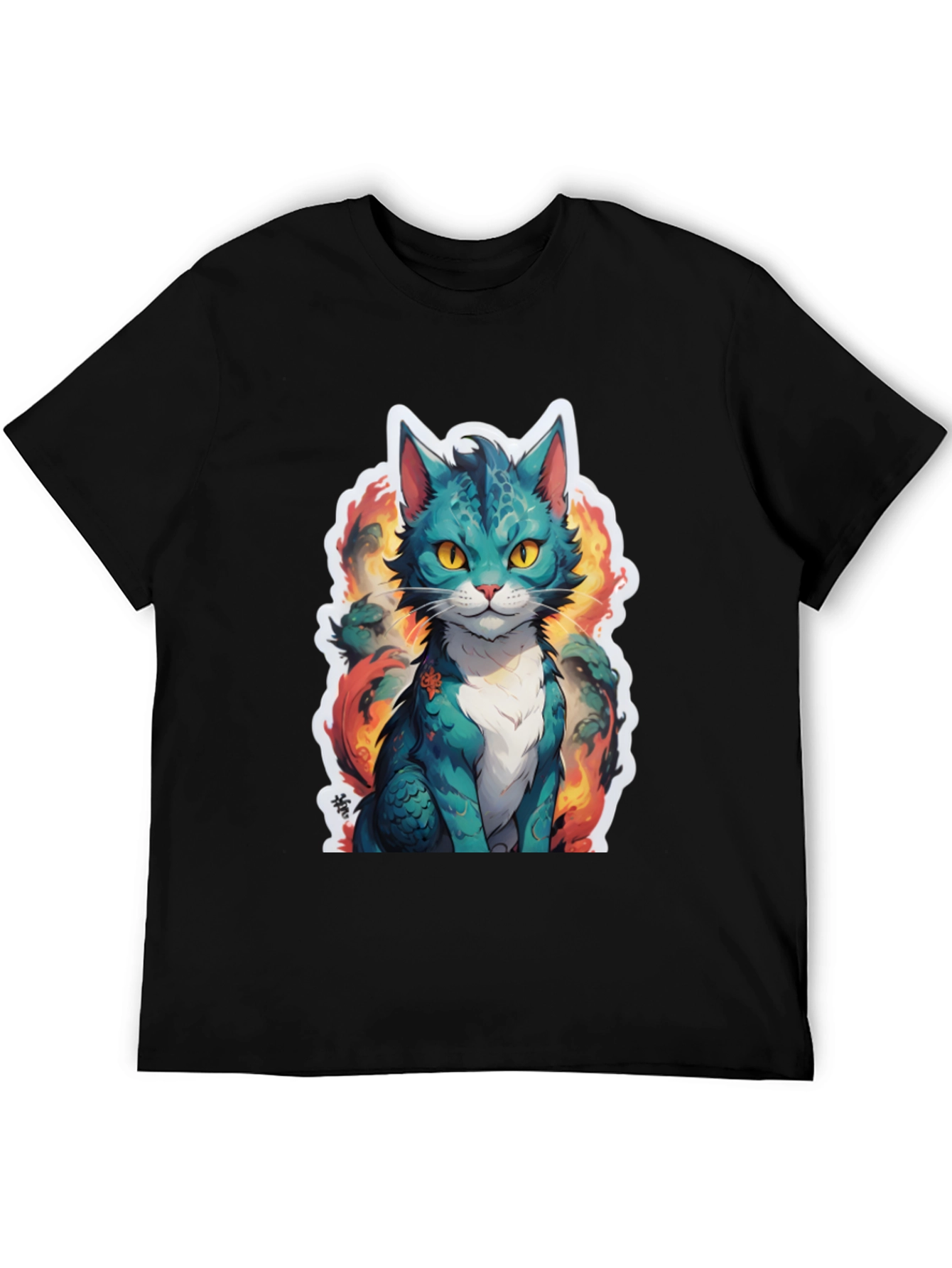 Fiery Feline Tee - Graphic Cat T-Shirt