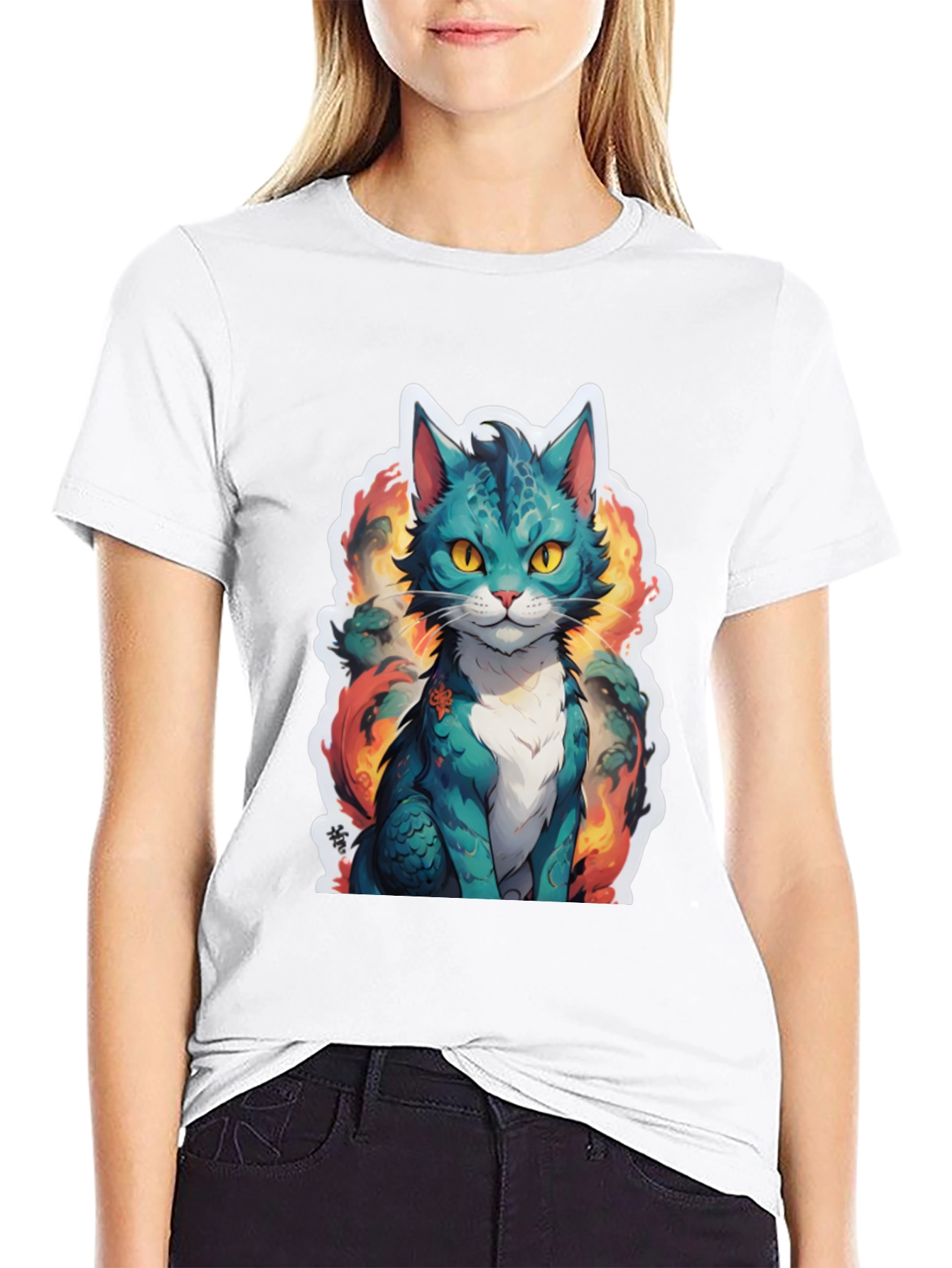 Fiery Feline Tee - Graphic Cat T-Shirt