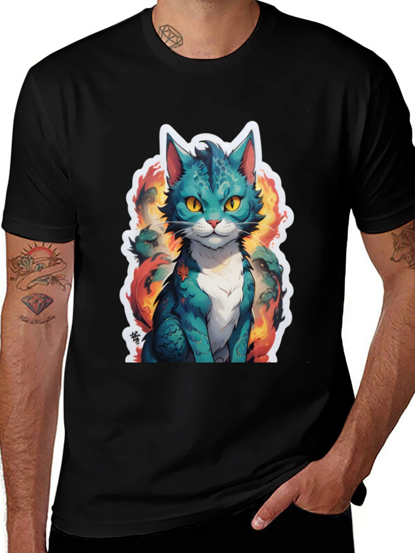 Fiery Feline Tee - Graphic Cat T-Shirt