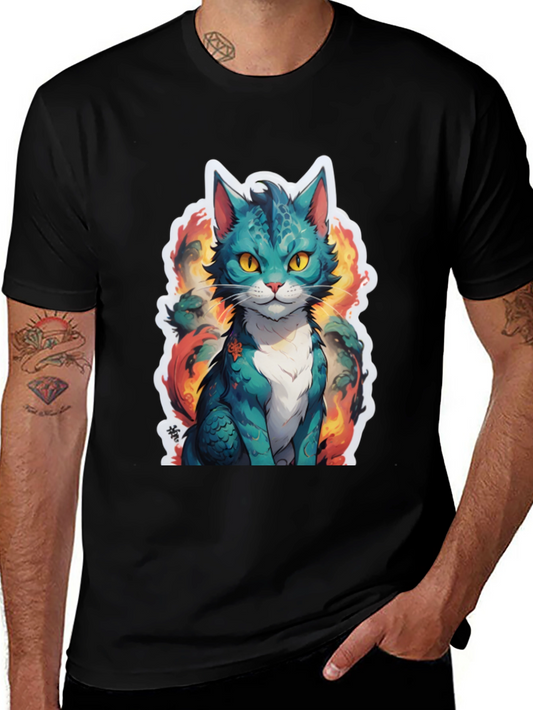 Fiery Feline Tee - Graphic Cat T-Shirt
