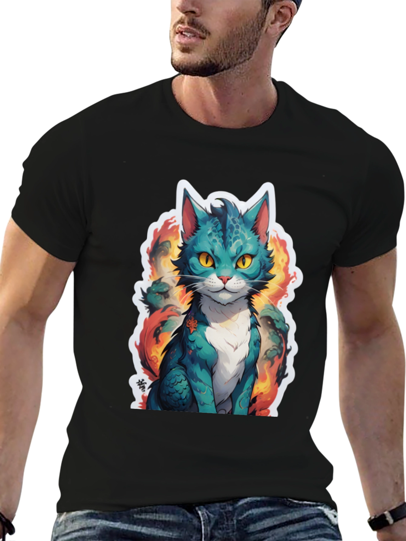 Fiery Feline Tee - Graphic Cat T-Shirt