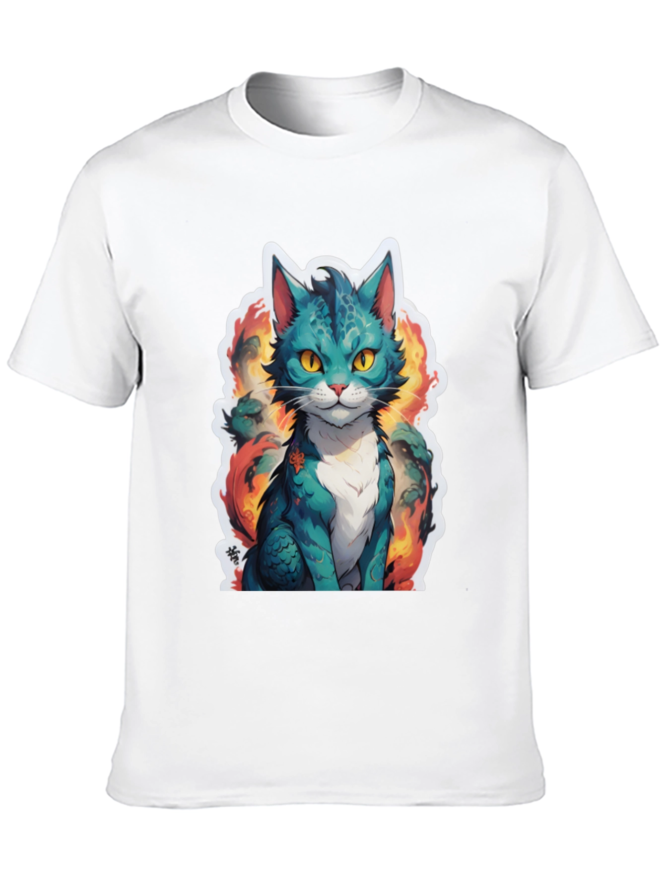 Fiery Feline Tee - Graphic Cat T-Shirt