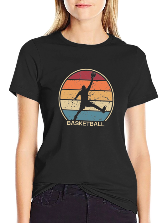 Retro Basketball Player Graphic Tee - Black