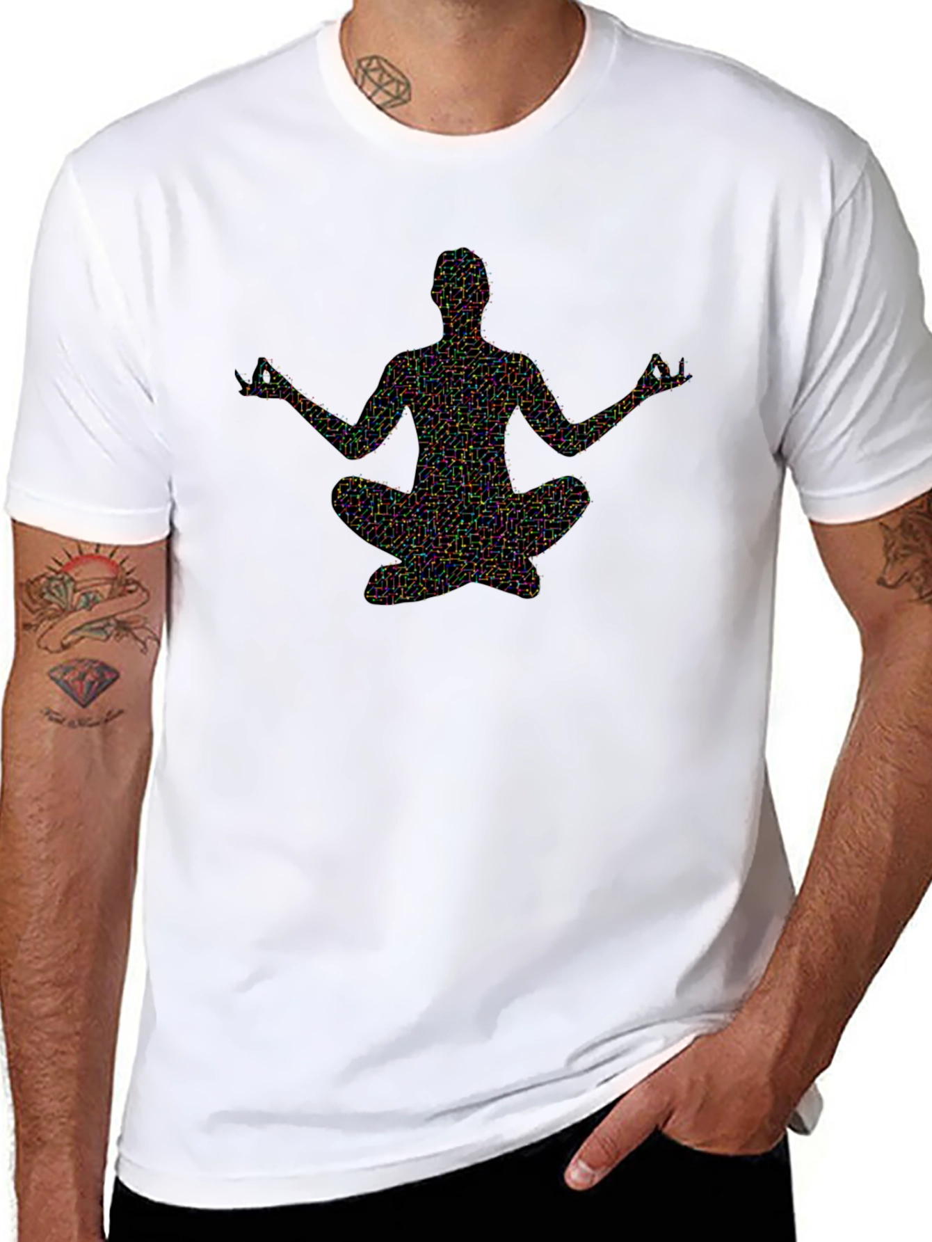 Abstract Meditating Man Black T-Shirt