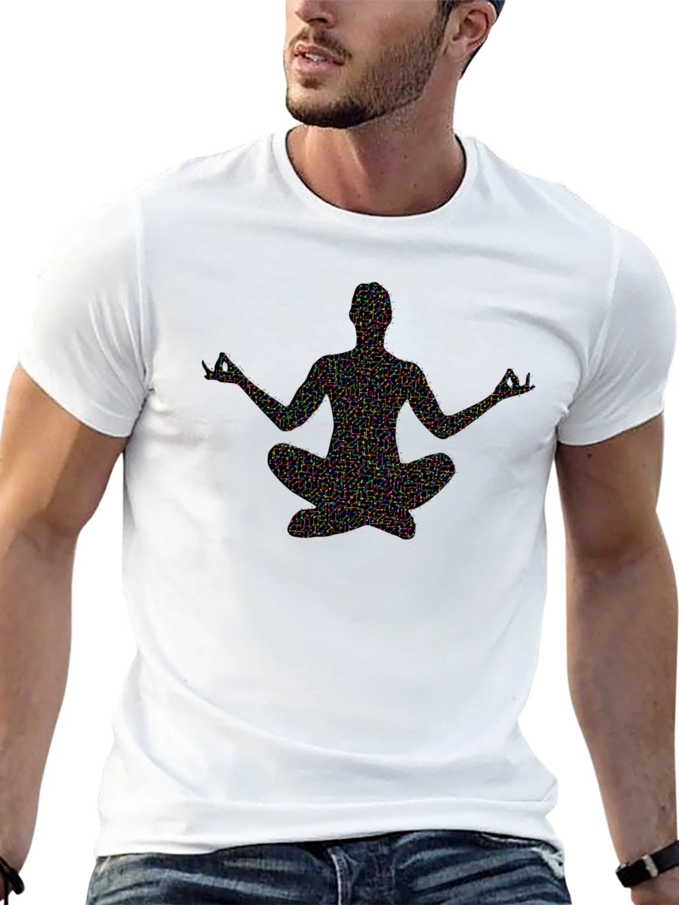 Abstract Meditating Man Black T-Shirt
