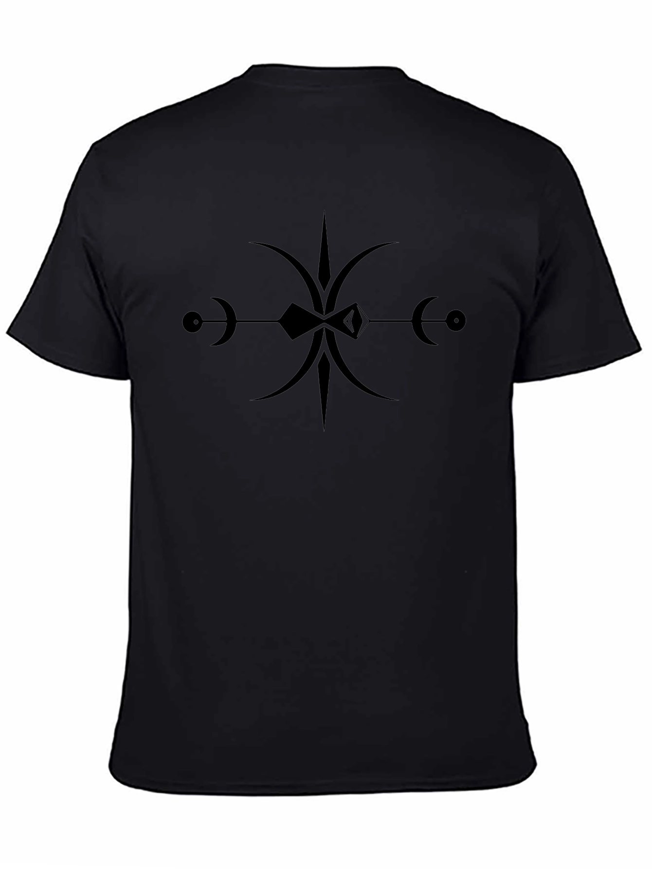 Black Graphic Tee with Abstract Lunar Symbol