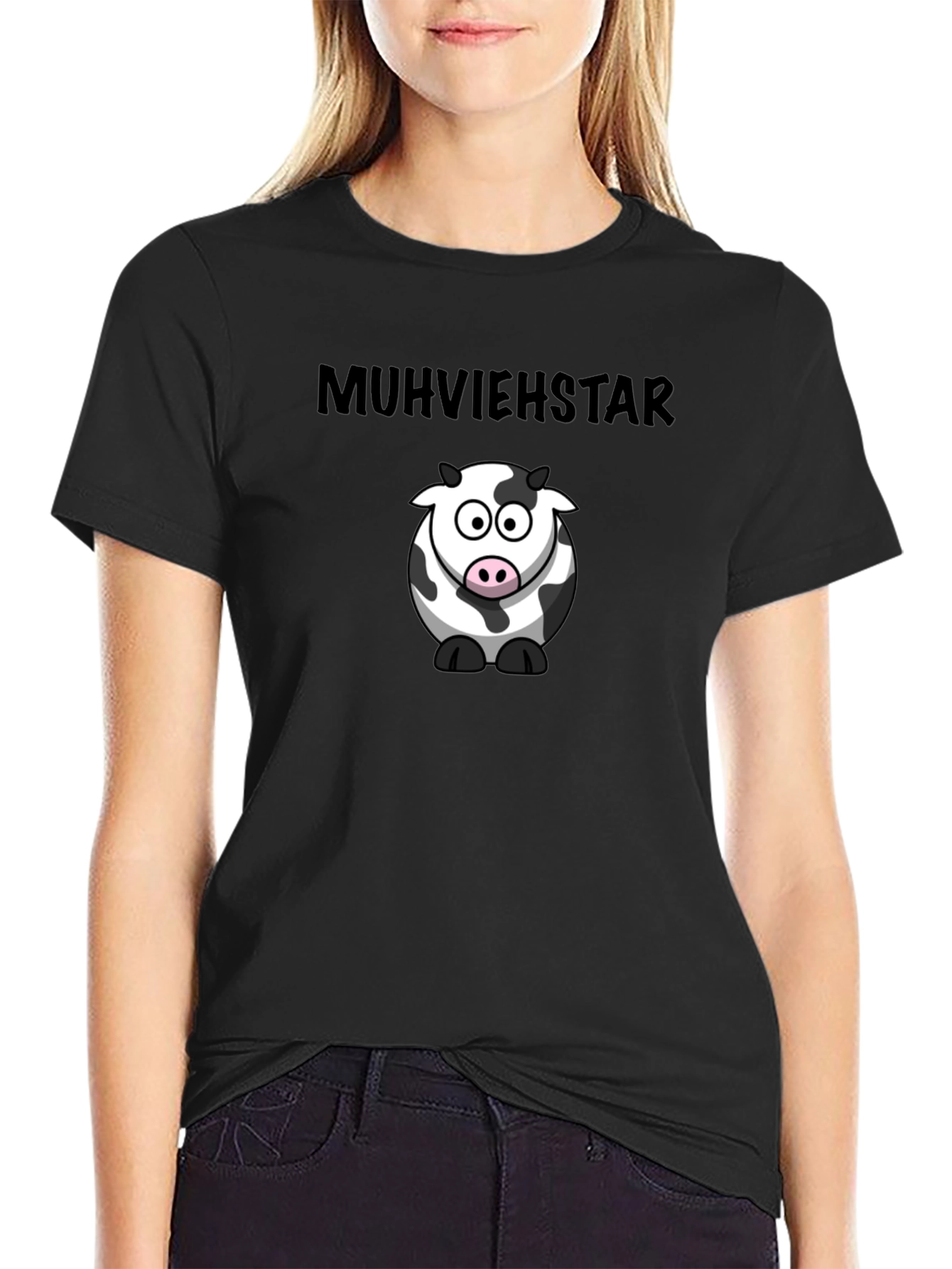 Muhviehstar Cow Graphic Black T-Shirt