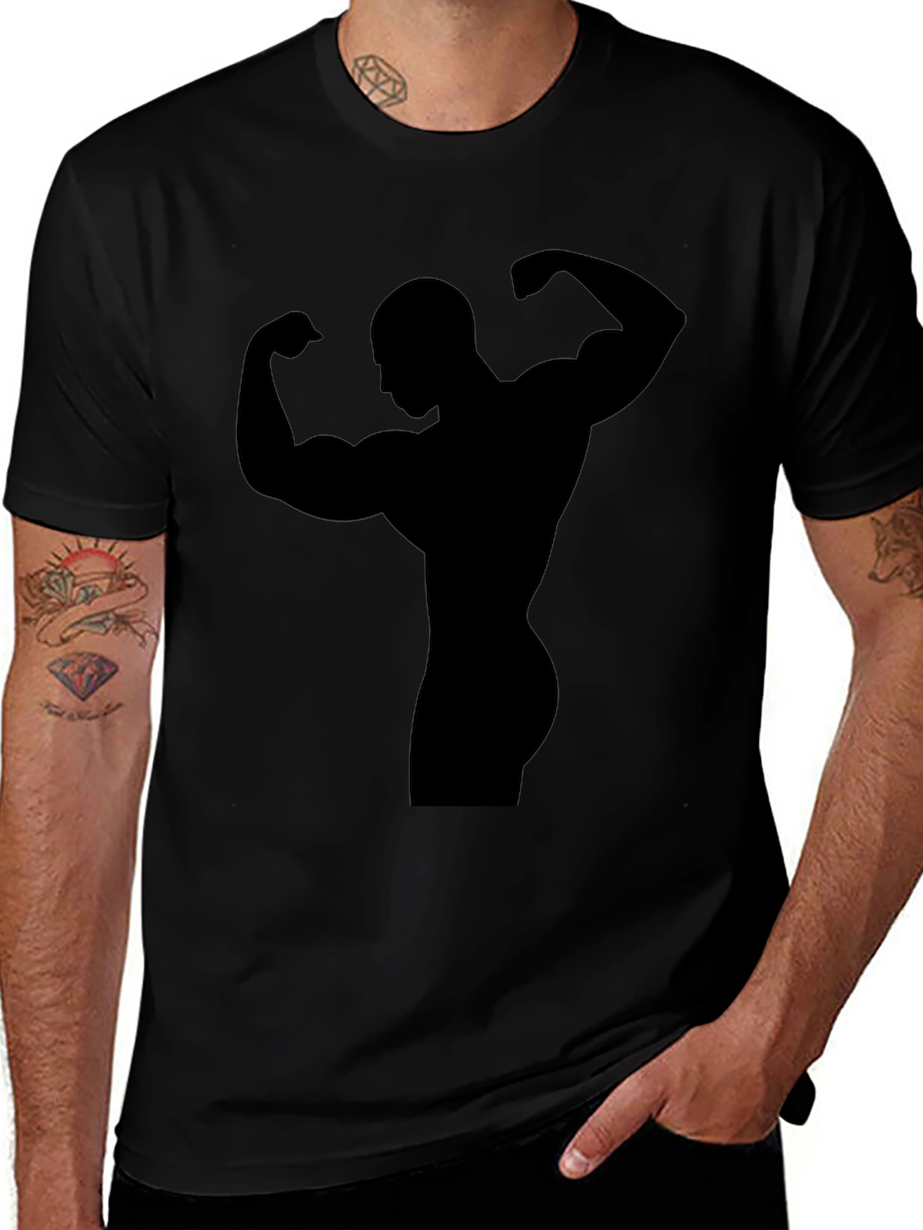 Muscle Man Silhouette Black T-Shirt