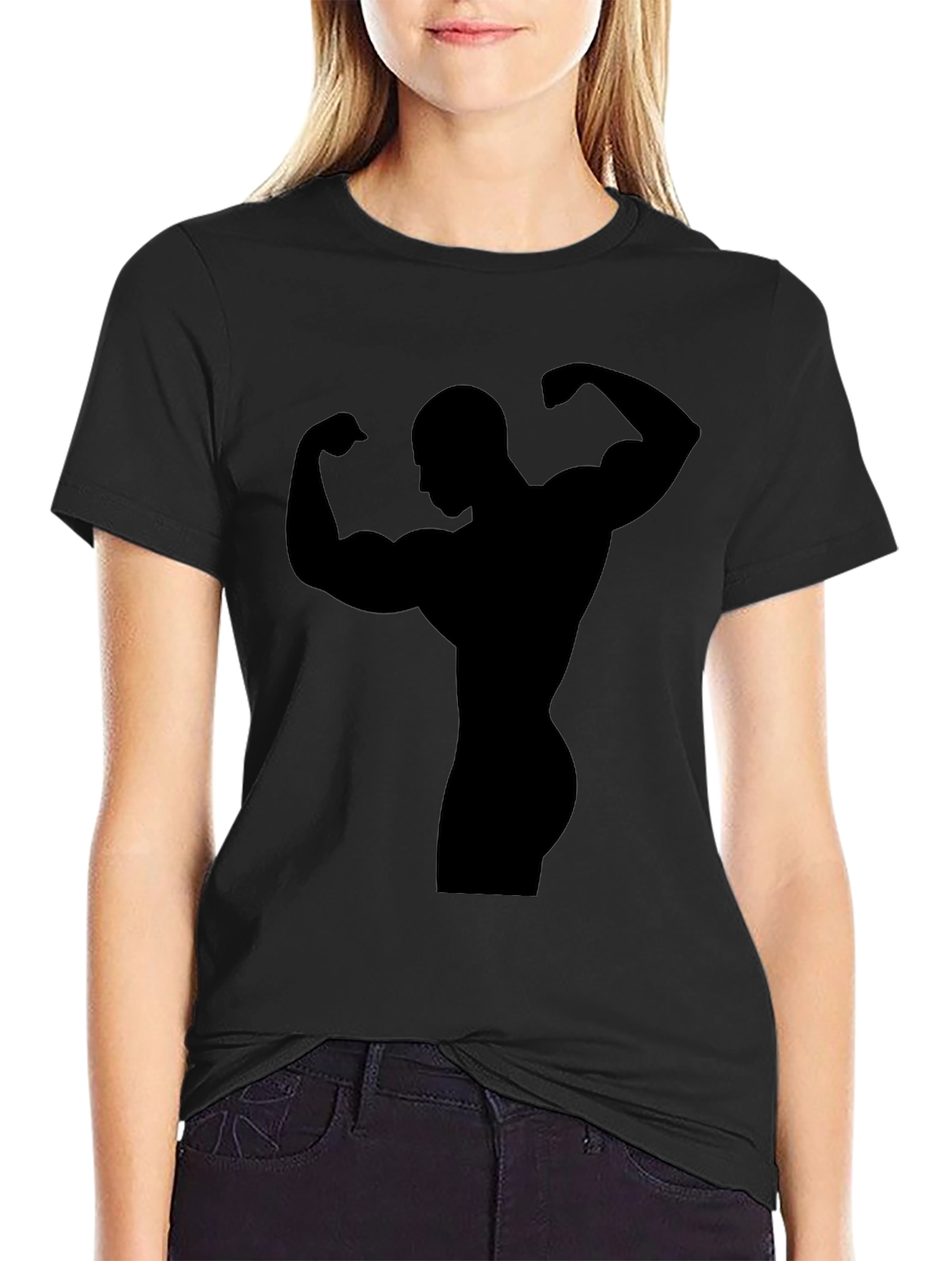 Muscle Man Silhouette Black T-Shirt
