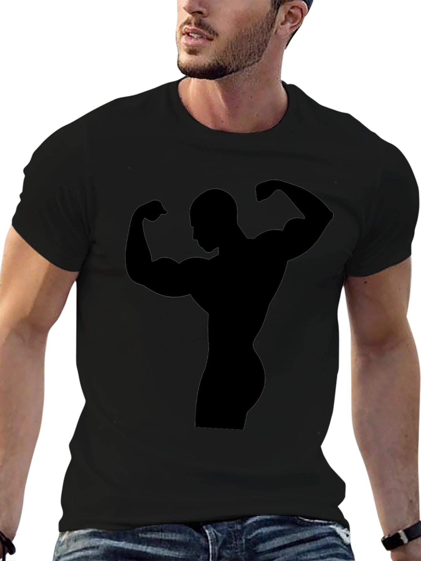 Muscle Man Silhouette Black T-Shirt
