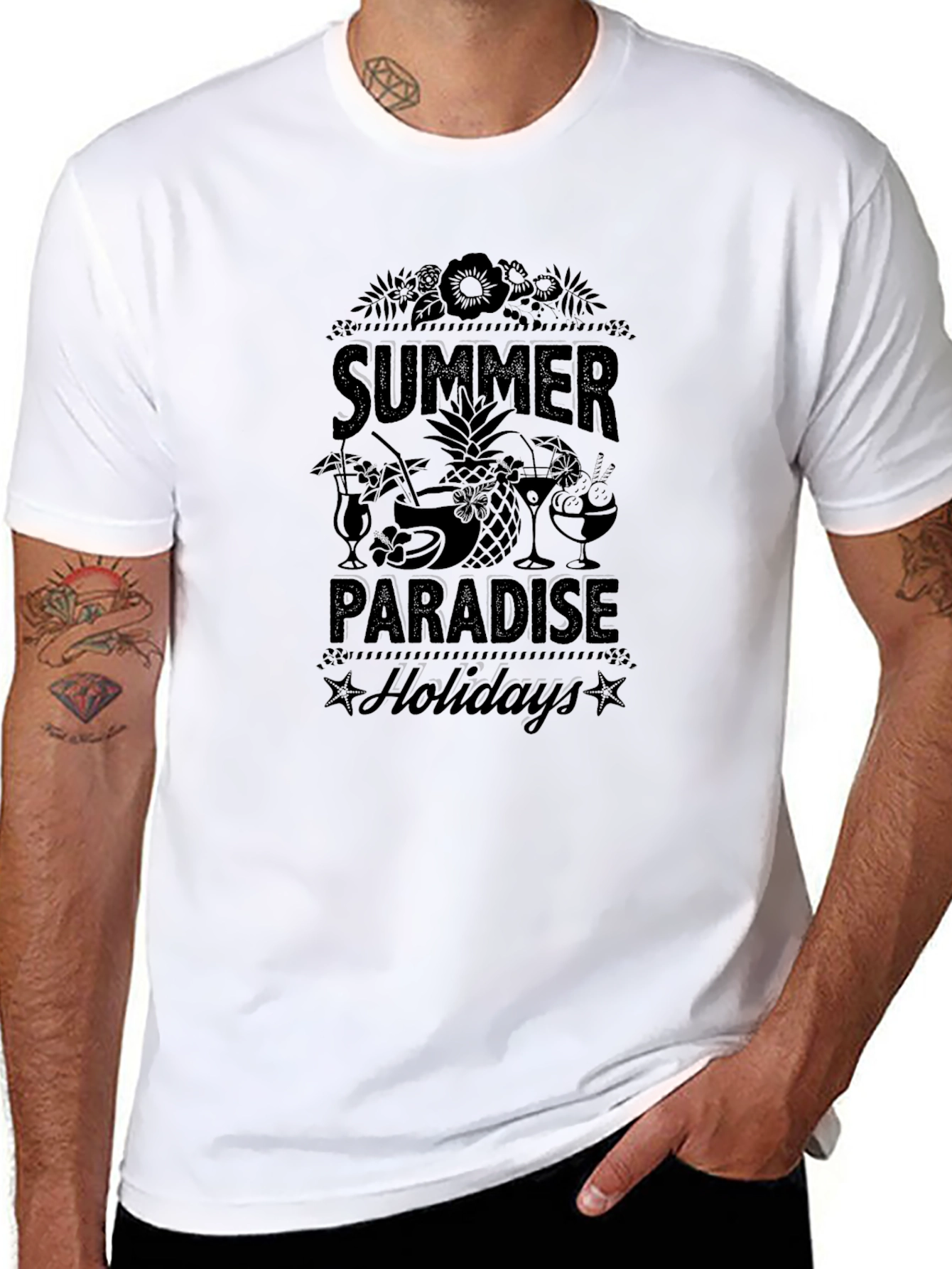 Summer Paradise Holidays Black T-Shirt