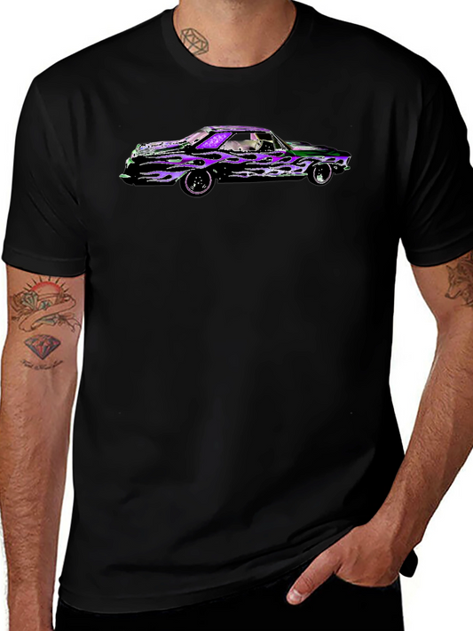 Flame Car Graphic Black T-Shirt