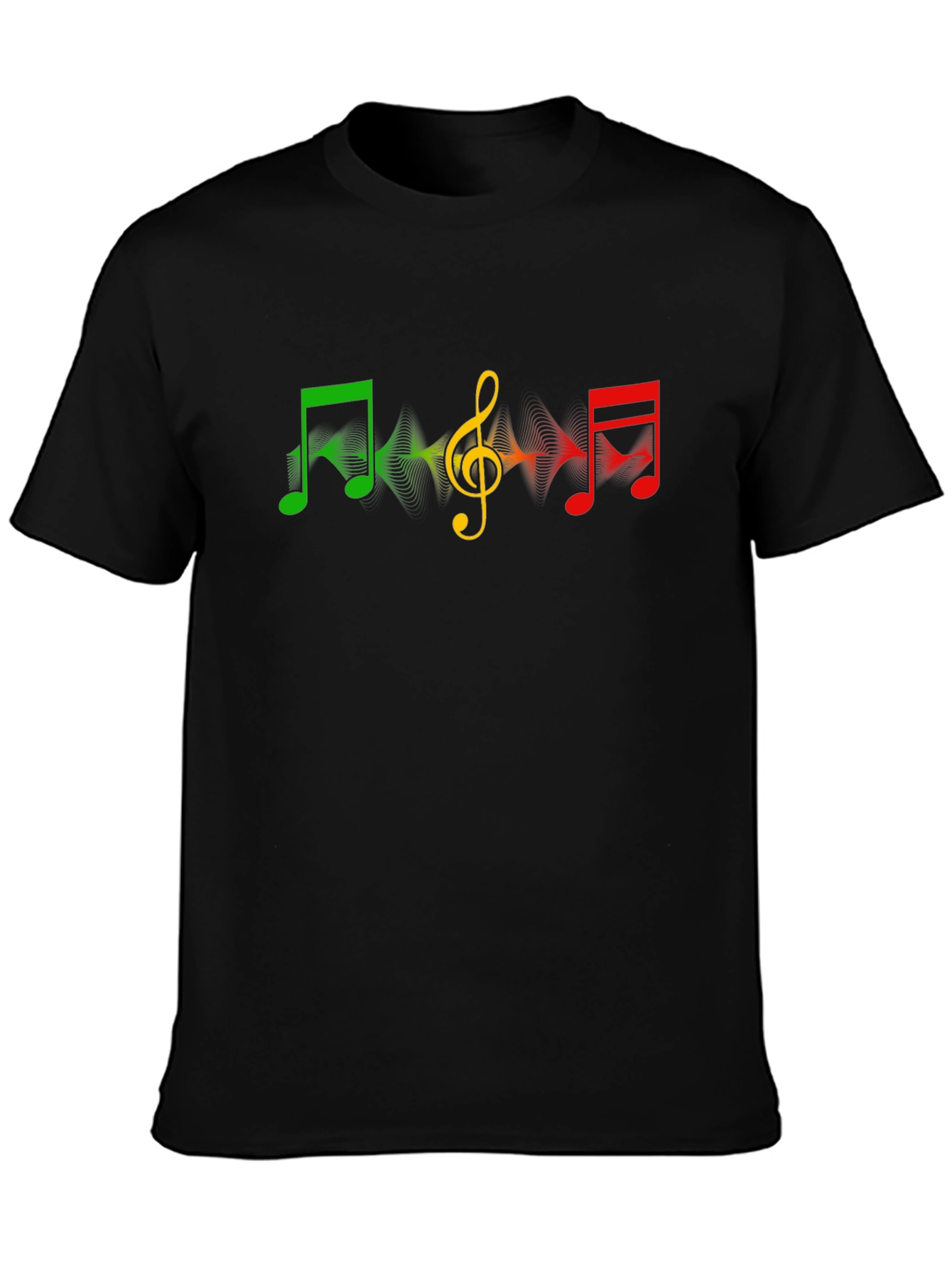 Rasta Music Note Graphic T-Shirt - Black