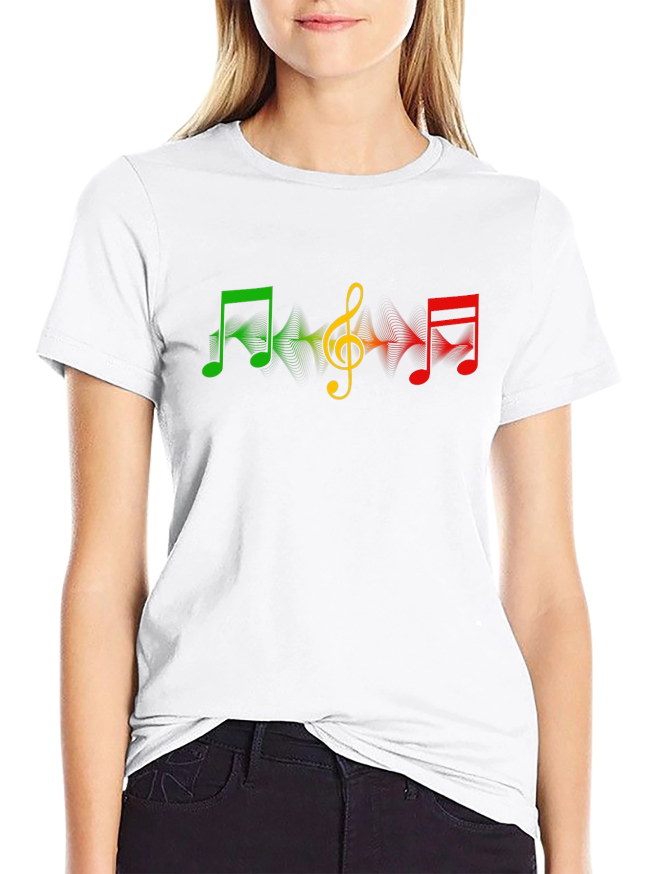 Rasta Music Note Graphic T-Shirt - Black