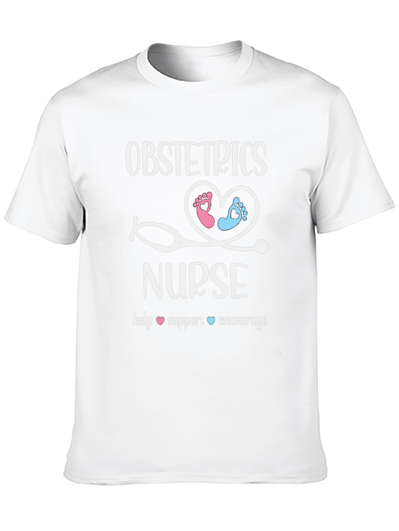 Obstetrics Nurse T-Shirt: Heart & Stethoscope Design