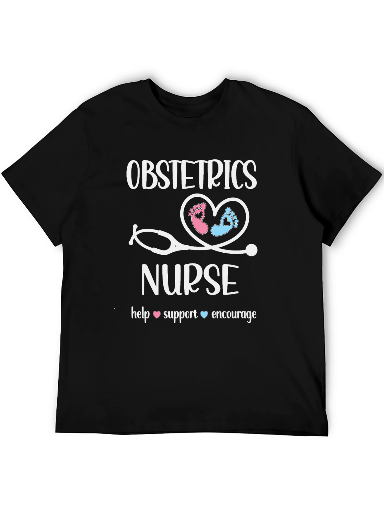 Obstetrics Nurse T-Shirt: Heart & Stethoscope Design