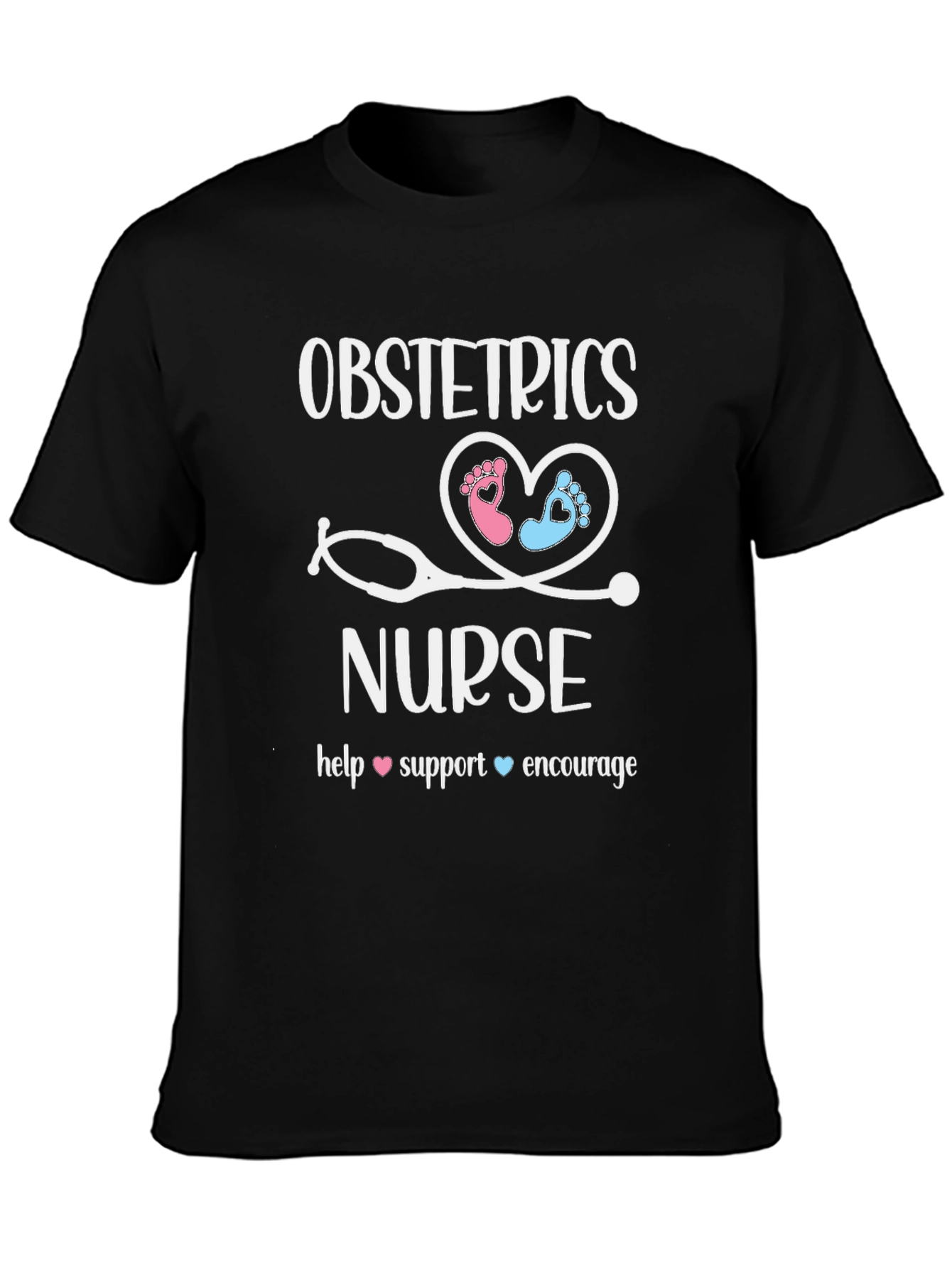 Obstetrics Nurse T-Shirt: Heart & Stethoscope Design