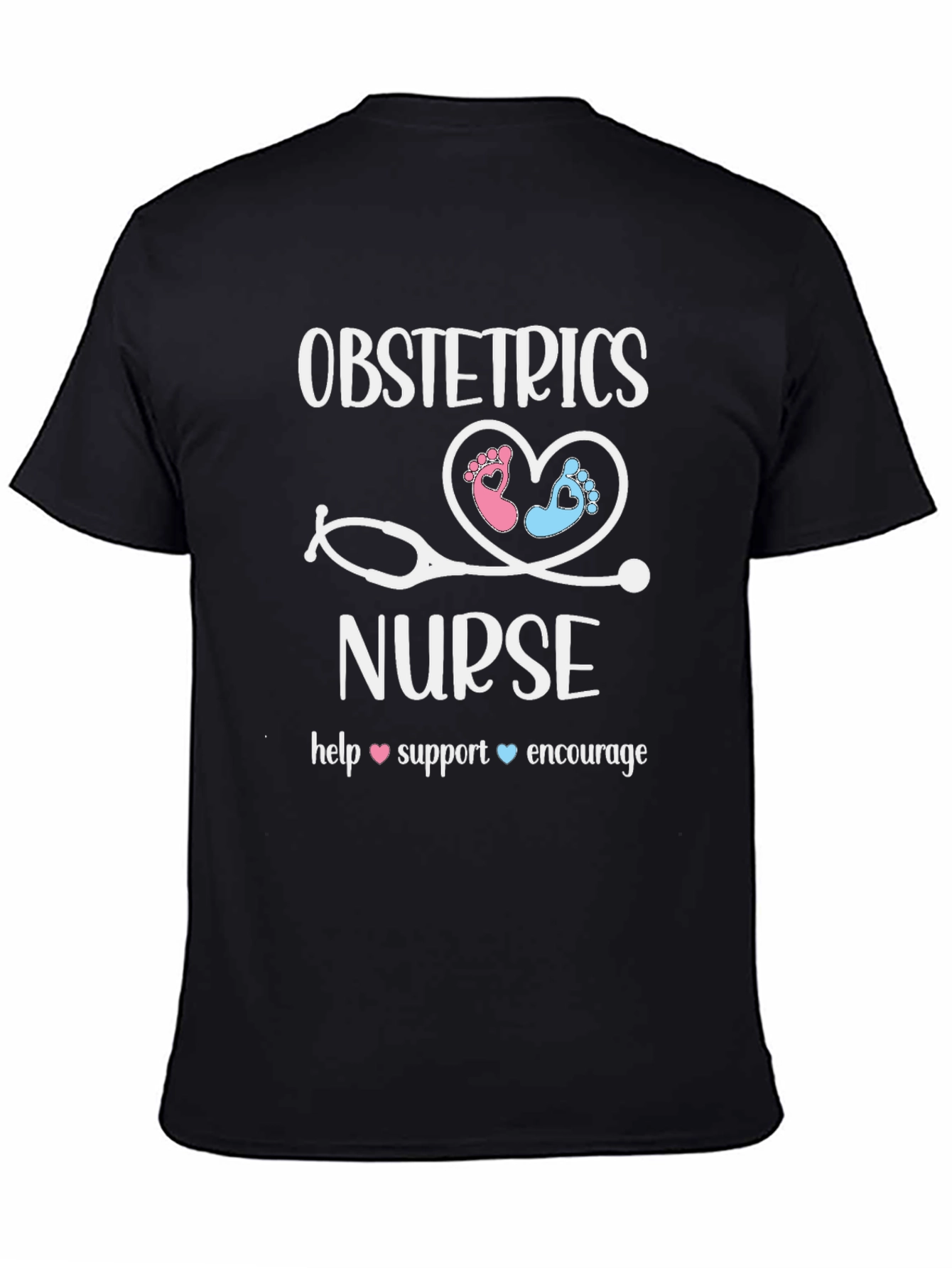Obstetrics Nurse T-Shirt: Heart & Stethoscope Design