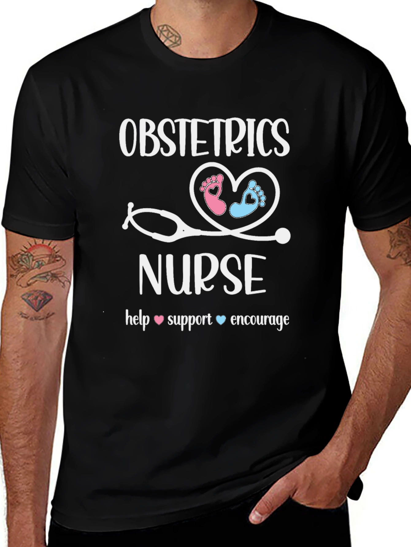 Obstetrics Nurse T-Shirt: Heart & Stethoscope Design