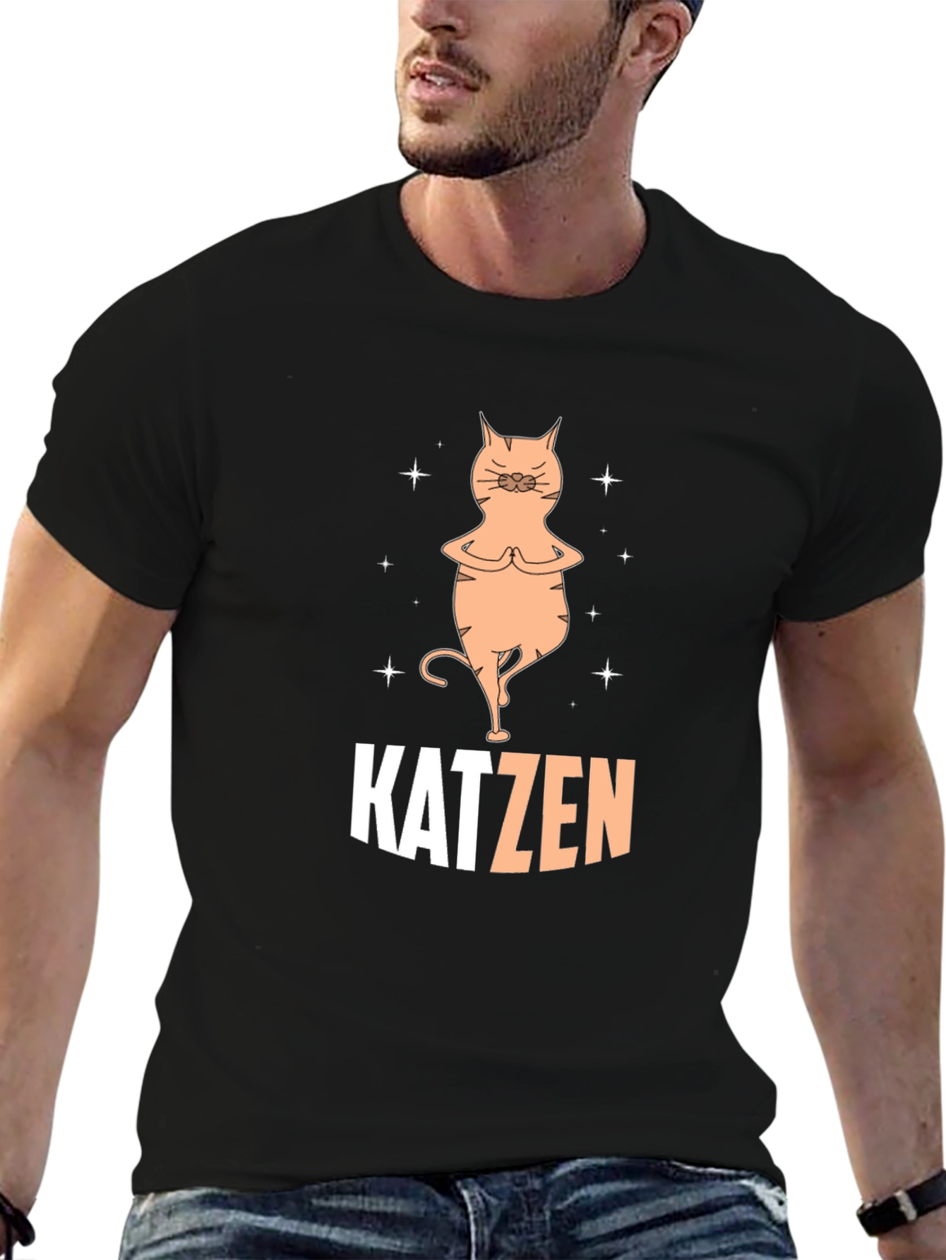 Katzen Yoga Black T-Shirt
