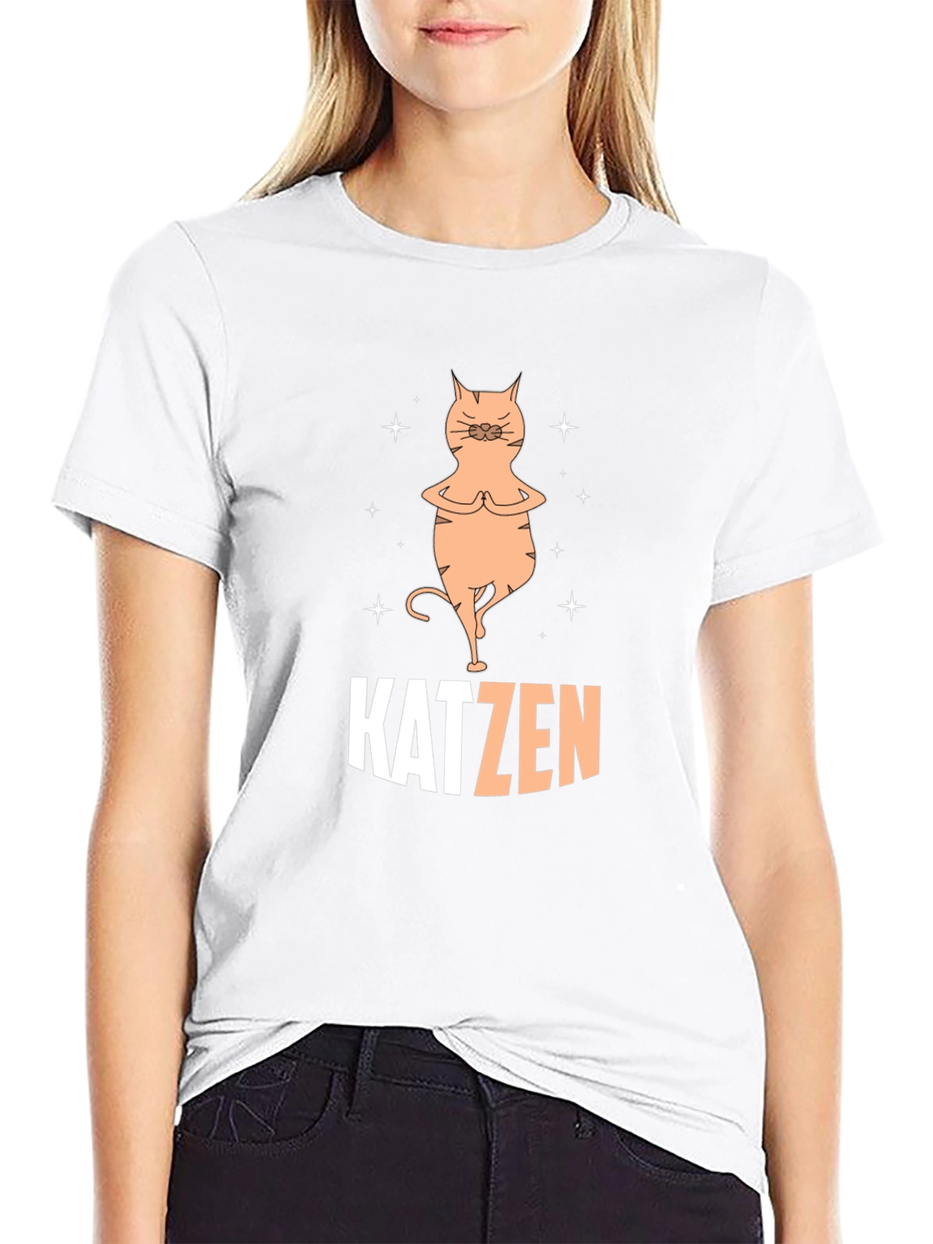 Katzen Yoga Black T-Shirt