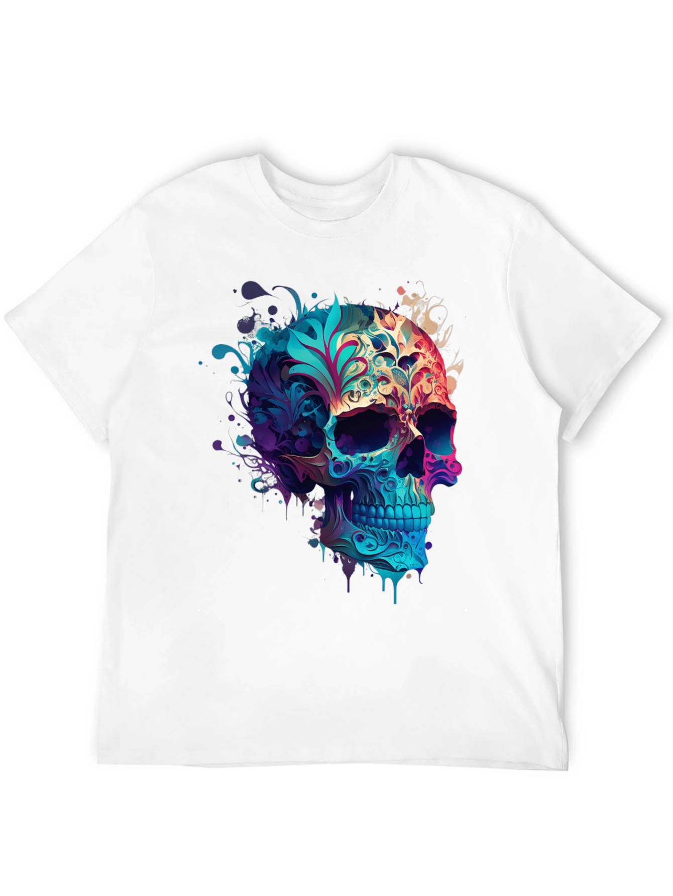 Floral Skull Graphic Black T-Shirt