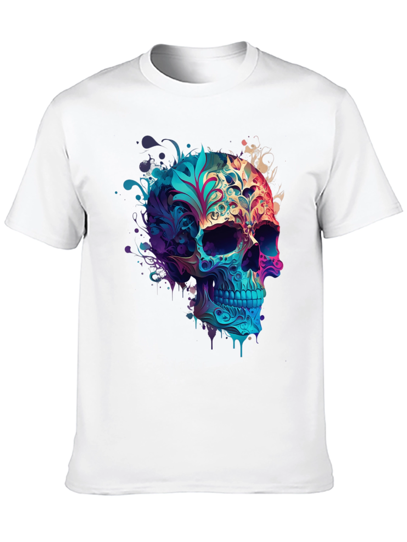 Floral Skull Graphic Black T-Shirt
