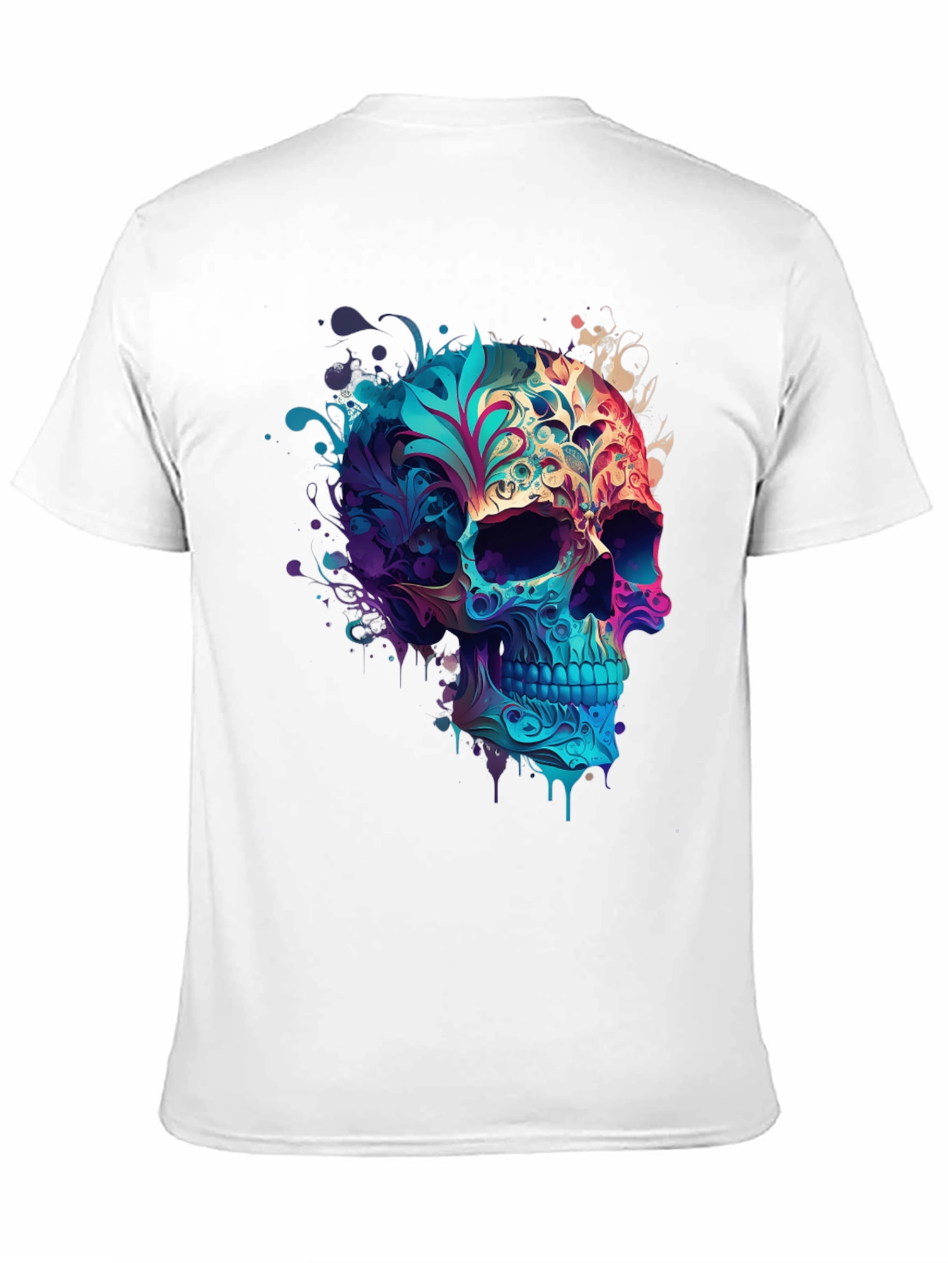 Floral Skull Graphic Black T-Shirt