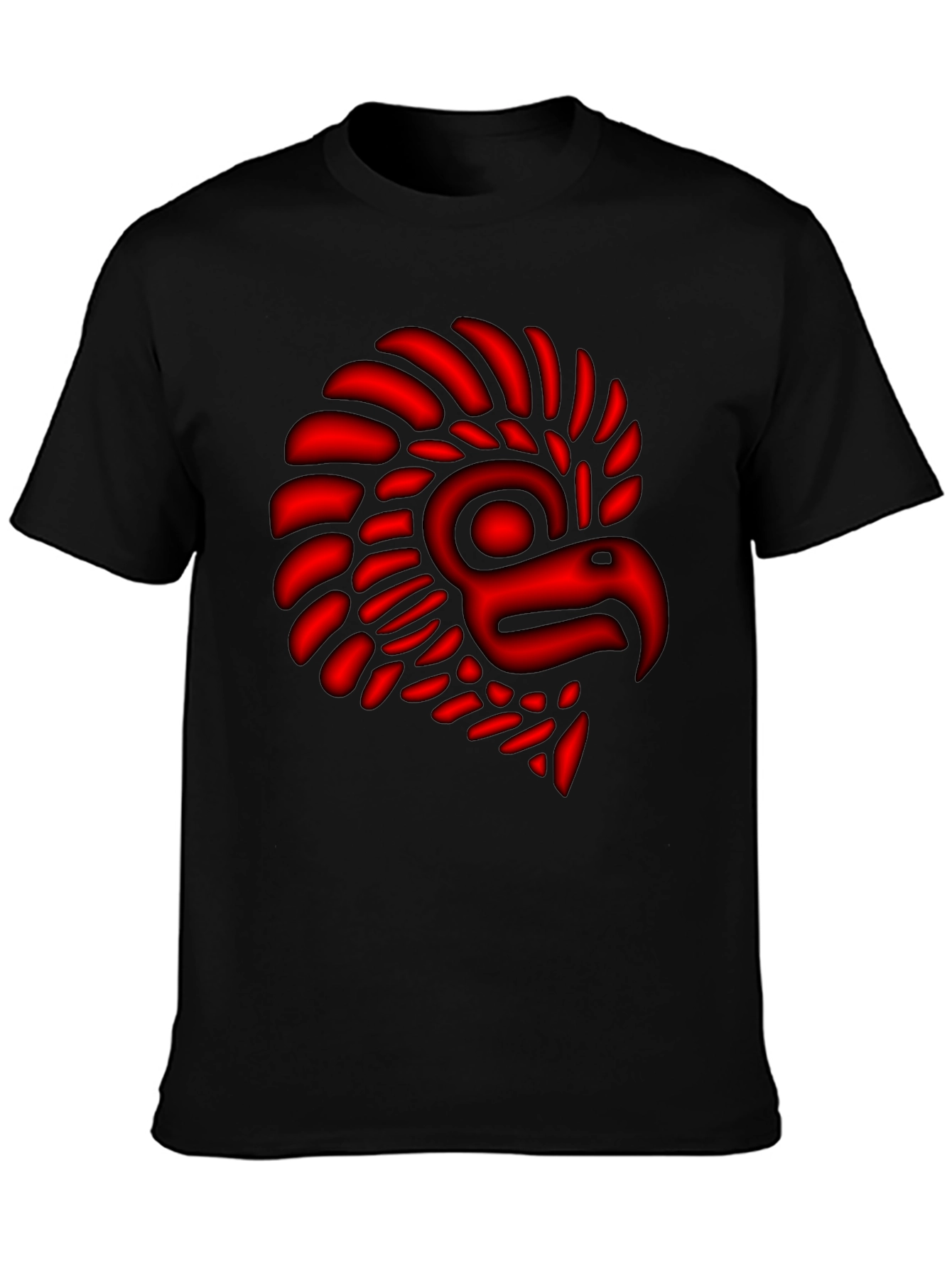 Aztec Eagle Warrior T-Shirt - Red Graphic Print