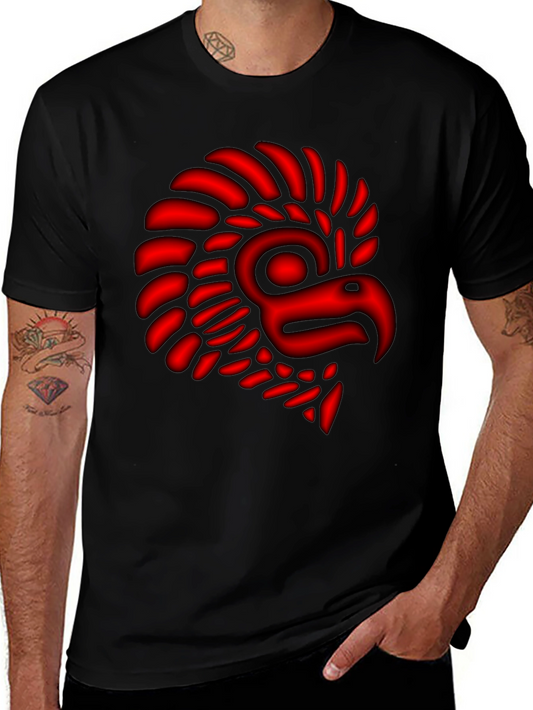 Aztec Eagle Warrior T-Shirt - Red Graphic Print