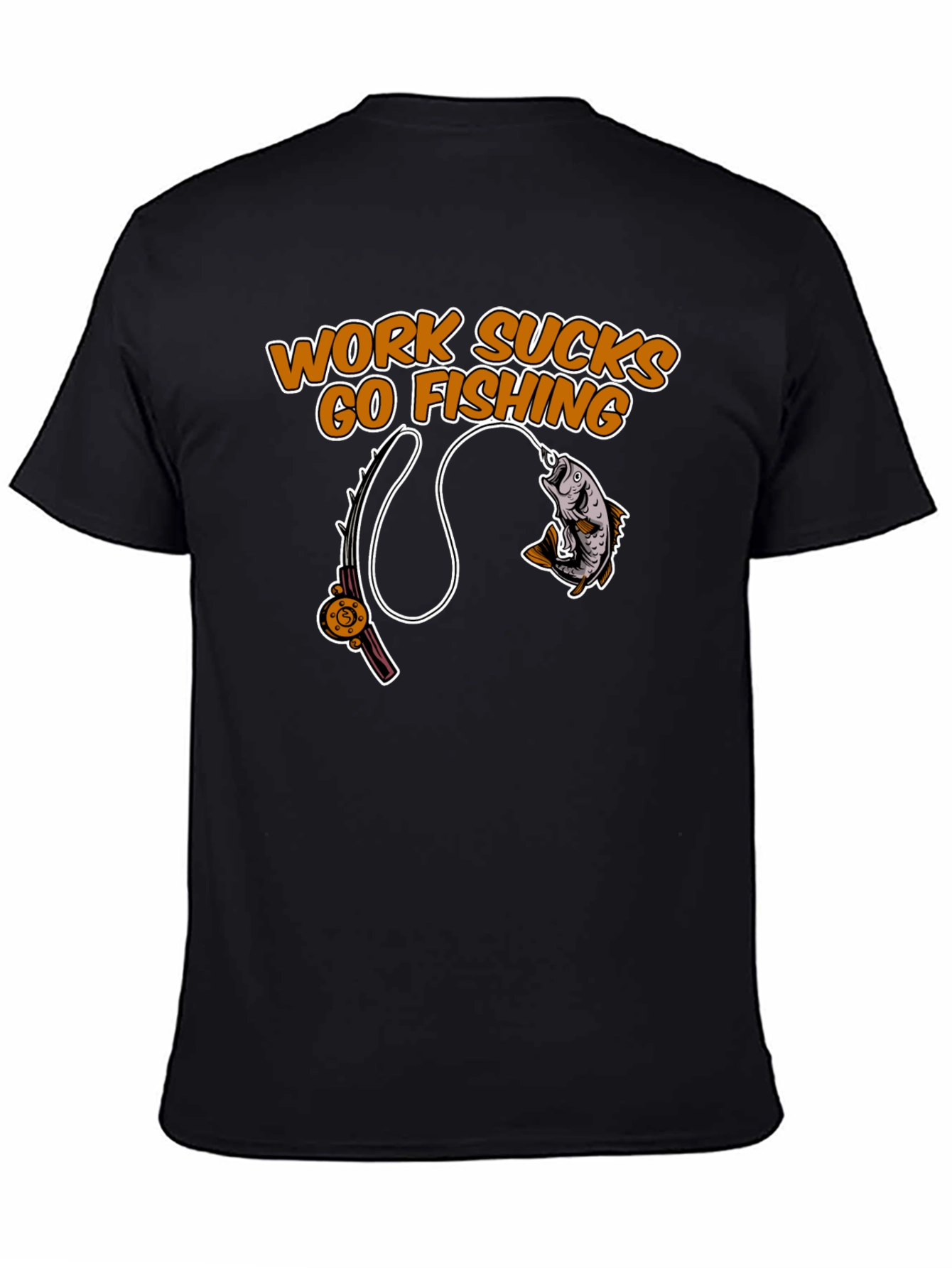Work Sucks Go Fishing Black T-Shirt