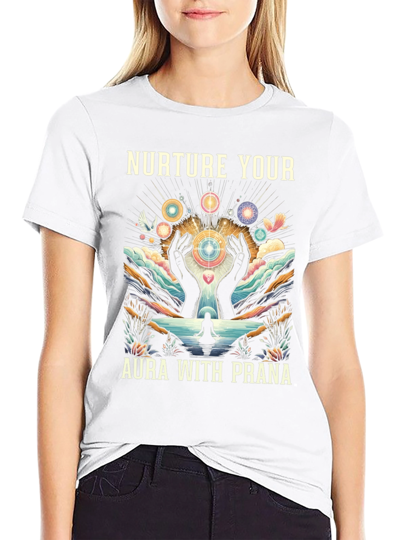 Nurture Your Aura Graphic T-Shirt - Meditation Prana Tee