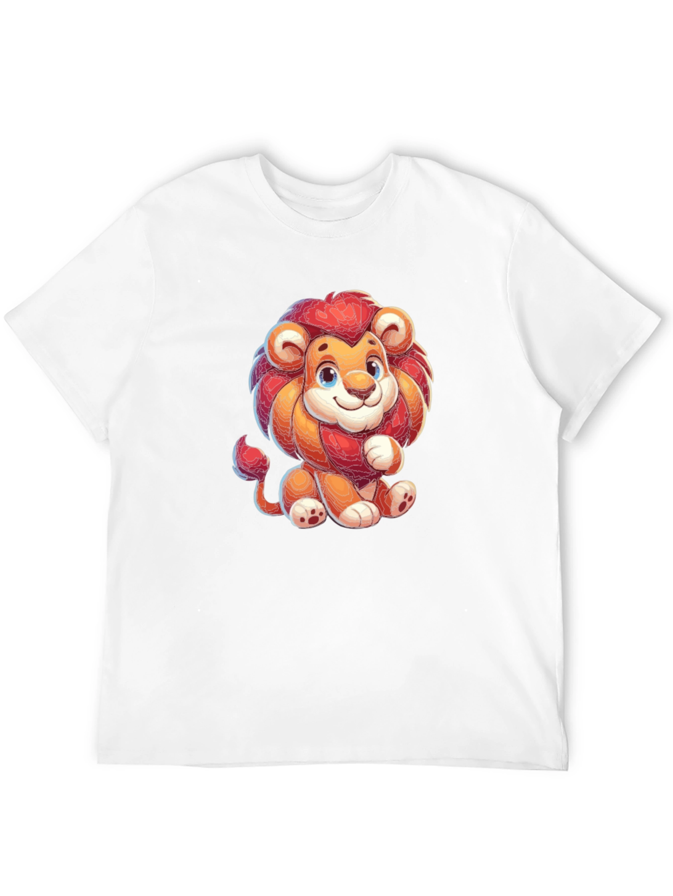 Cute Cartoon Lion Black T-shirt