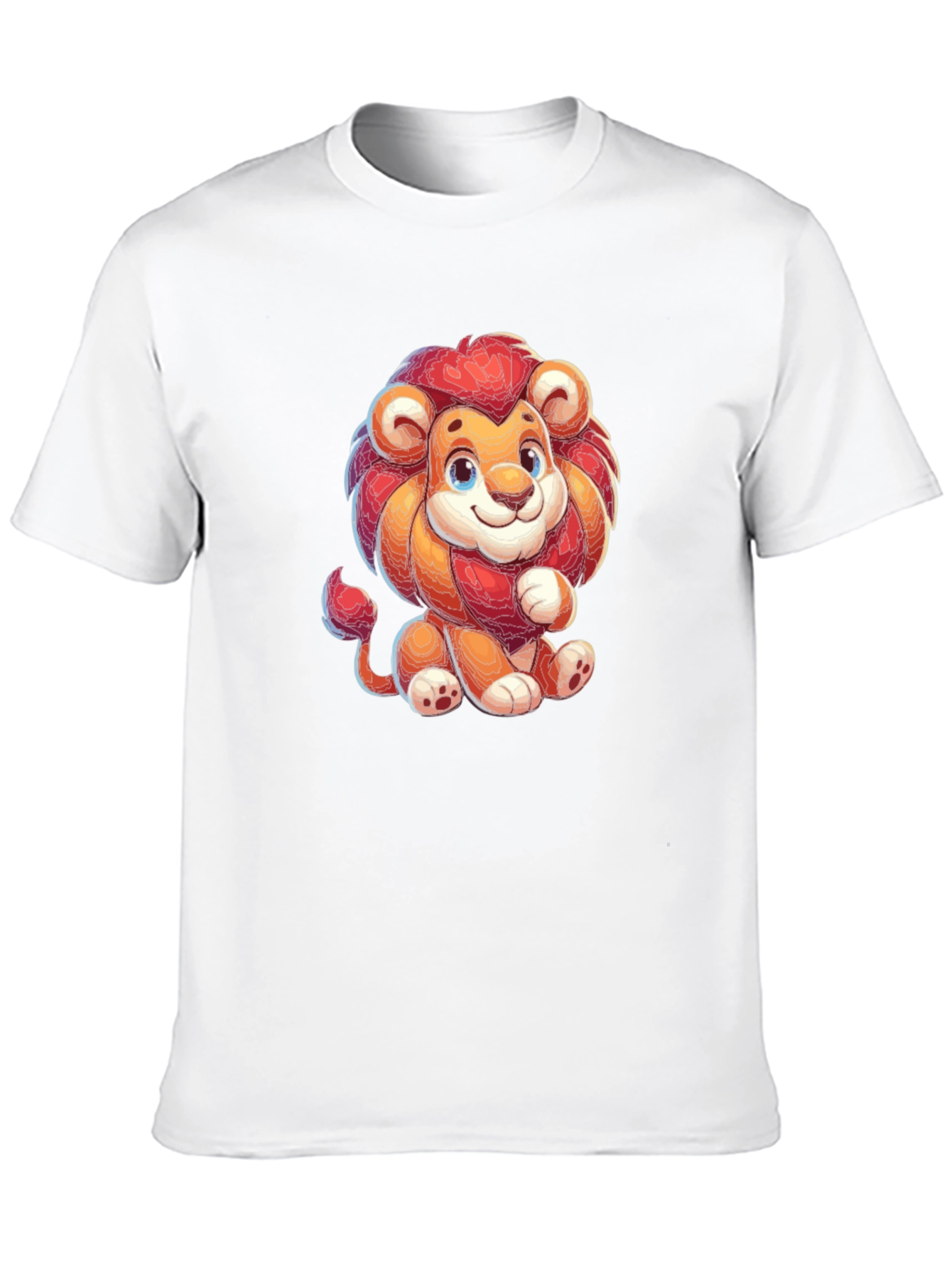 Cute Cartoon Lion Black T-shirt