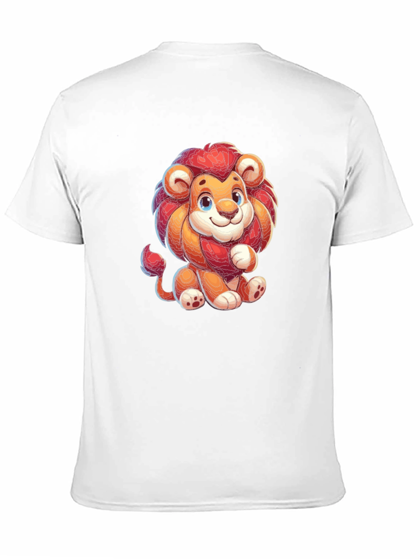 Cute Cartoon Lion Black T-shirt