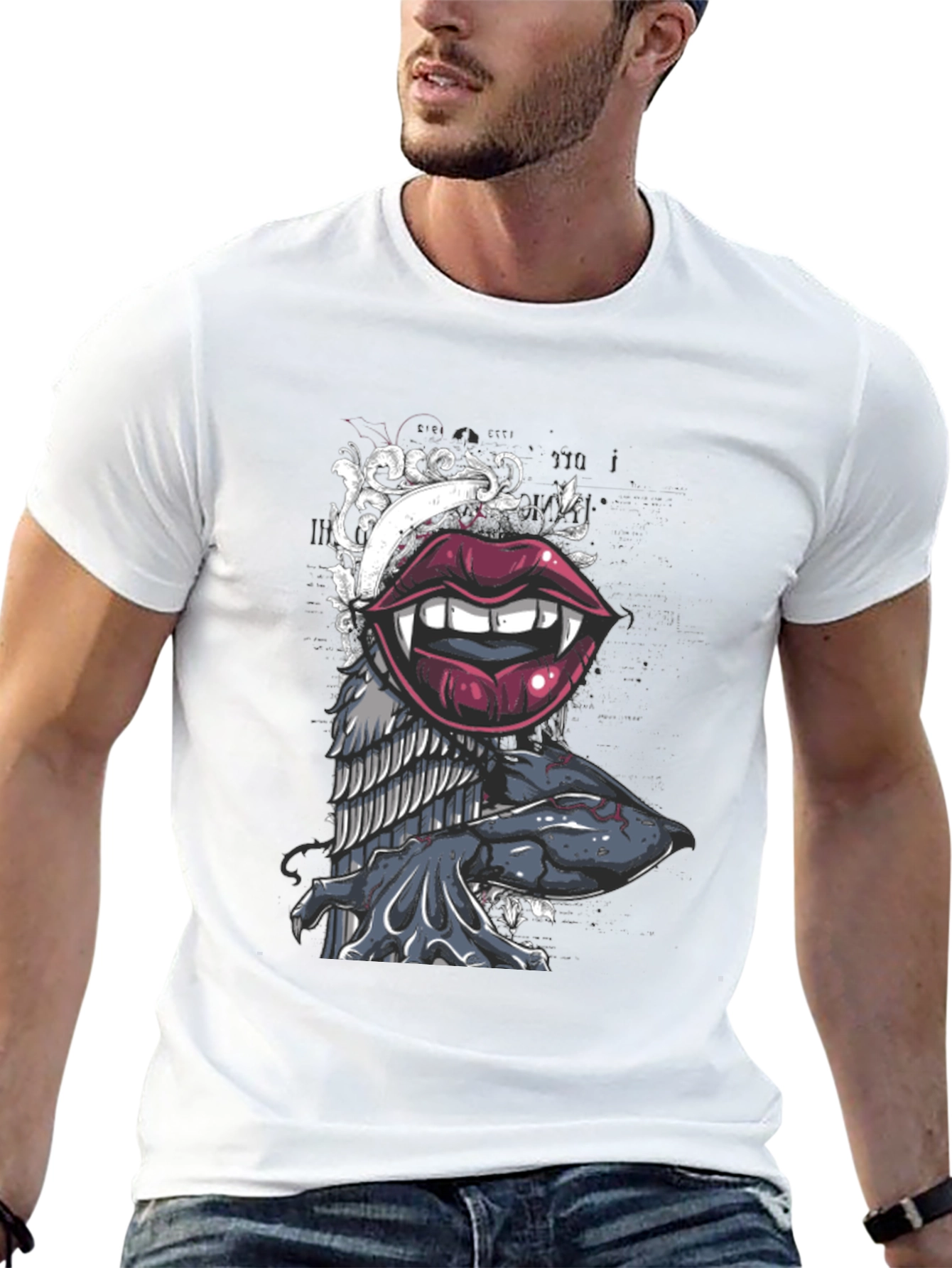 Vampire Lips Graphic Tee - Black