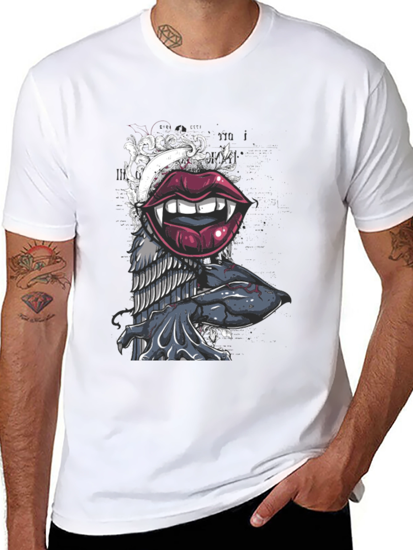 Vampire Lips Graphic Tee - Black
