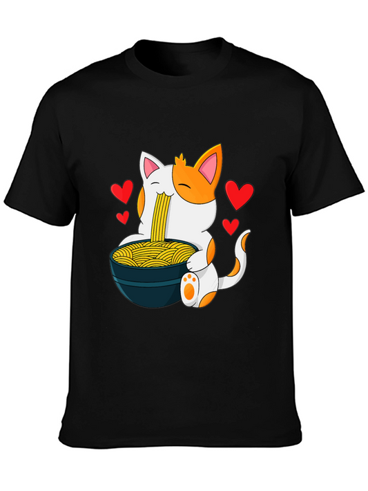 Ramen Cat Graphic T-Shirt - Cute Anime Style Tee
